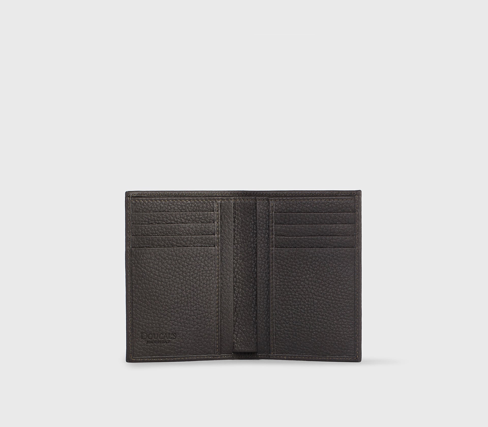 Portefeuille vertical en cuir foulonné anthracite