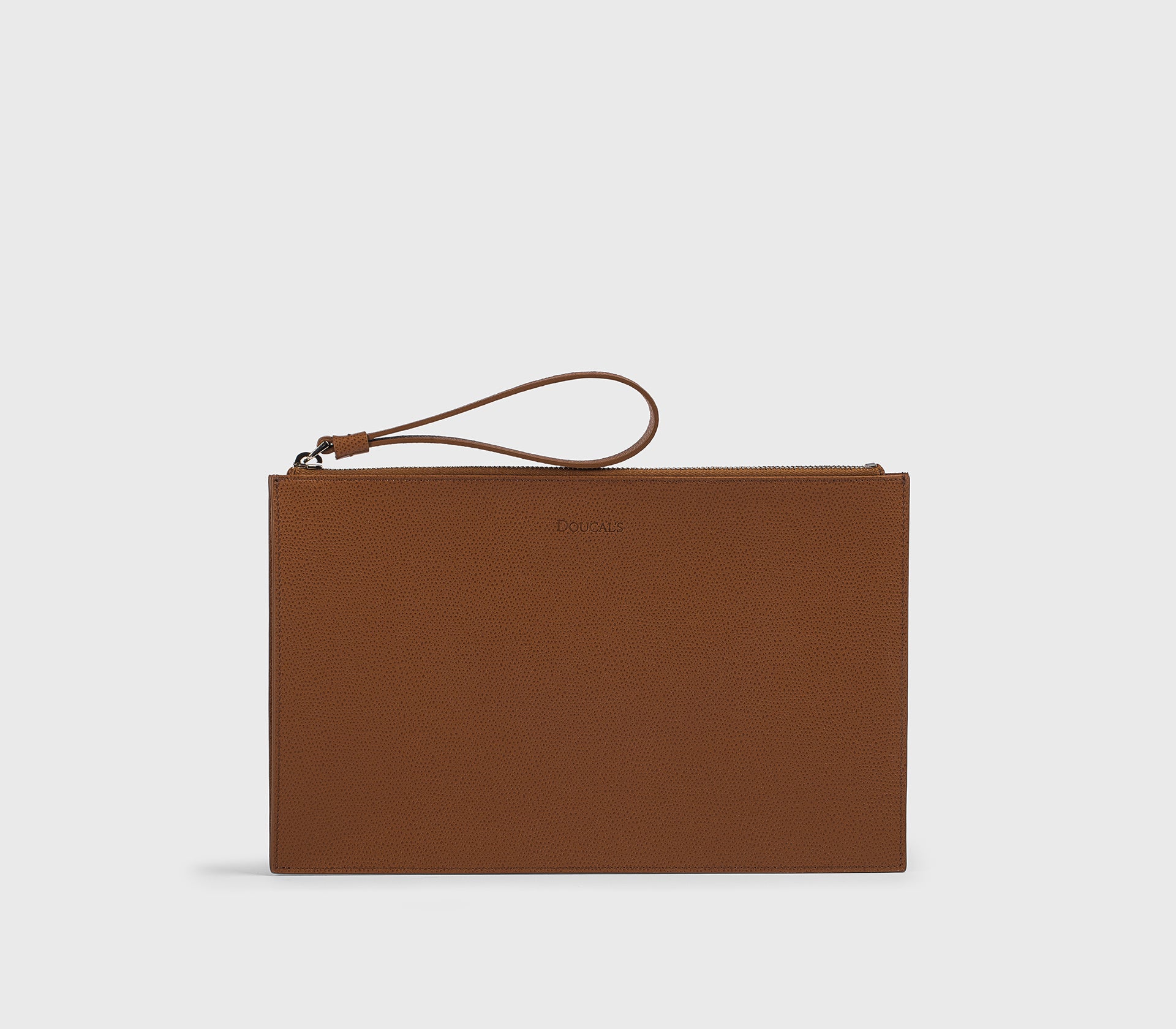 Brown Palmellato leather document pouch