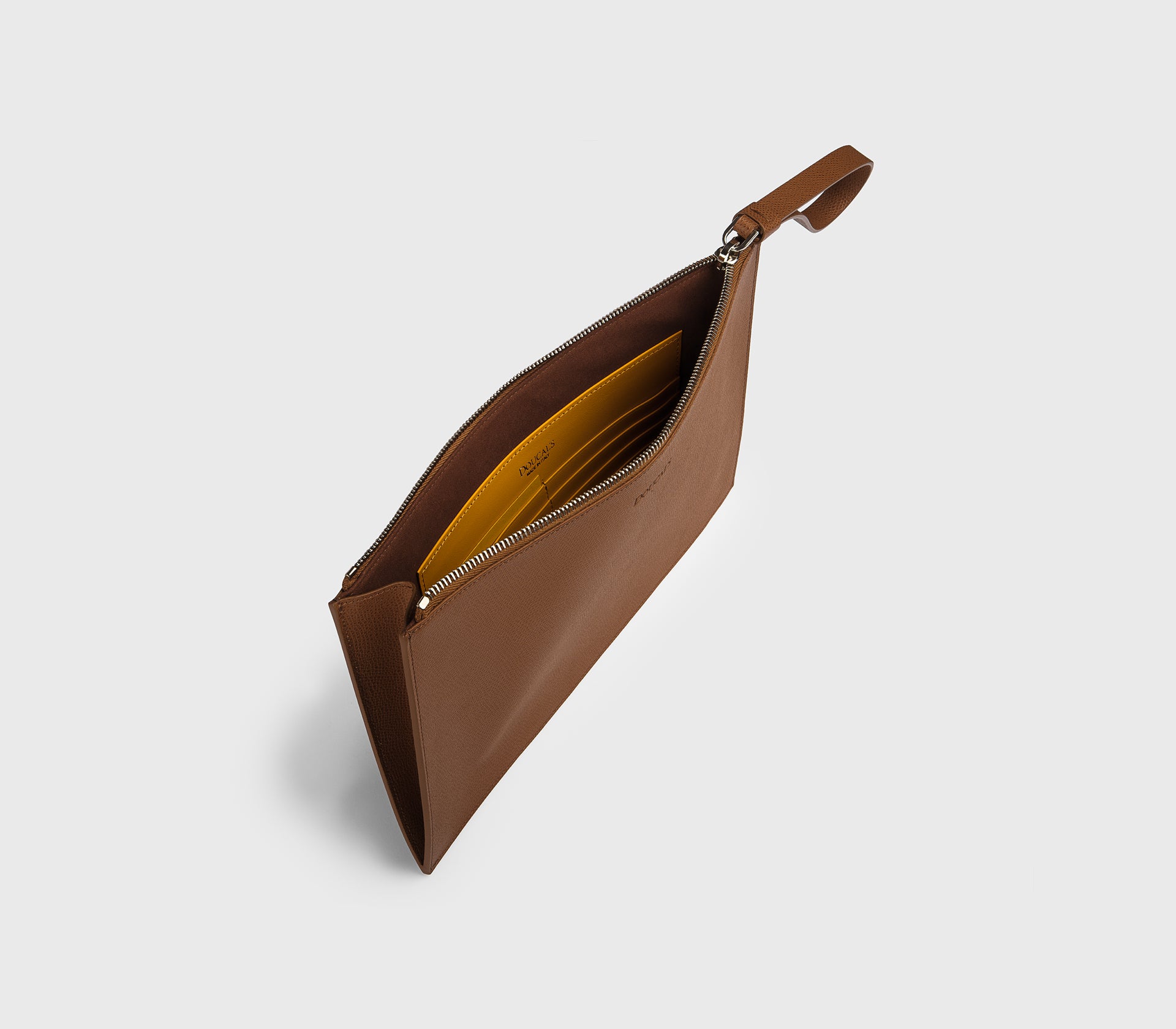 Brown Palmellato leather document pouch