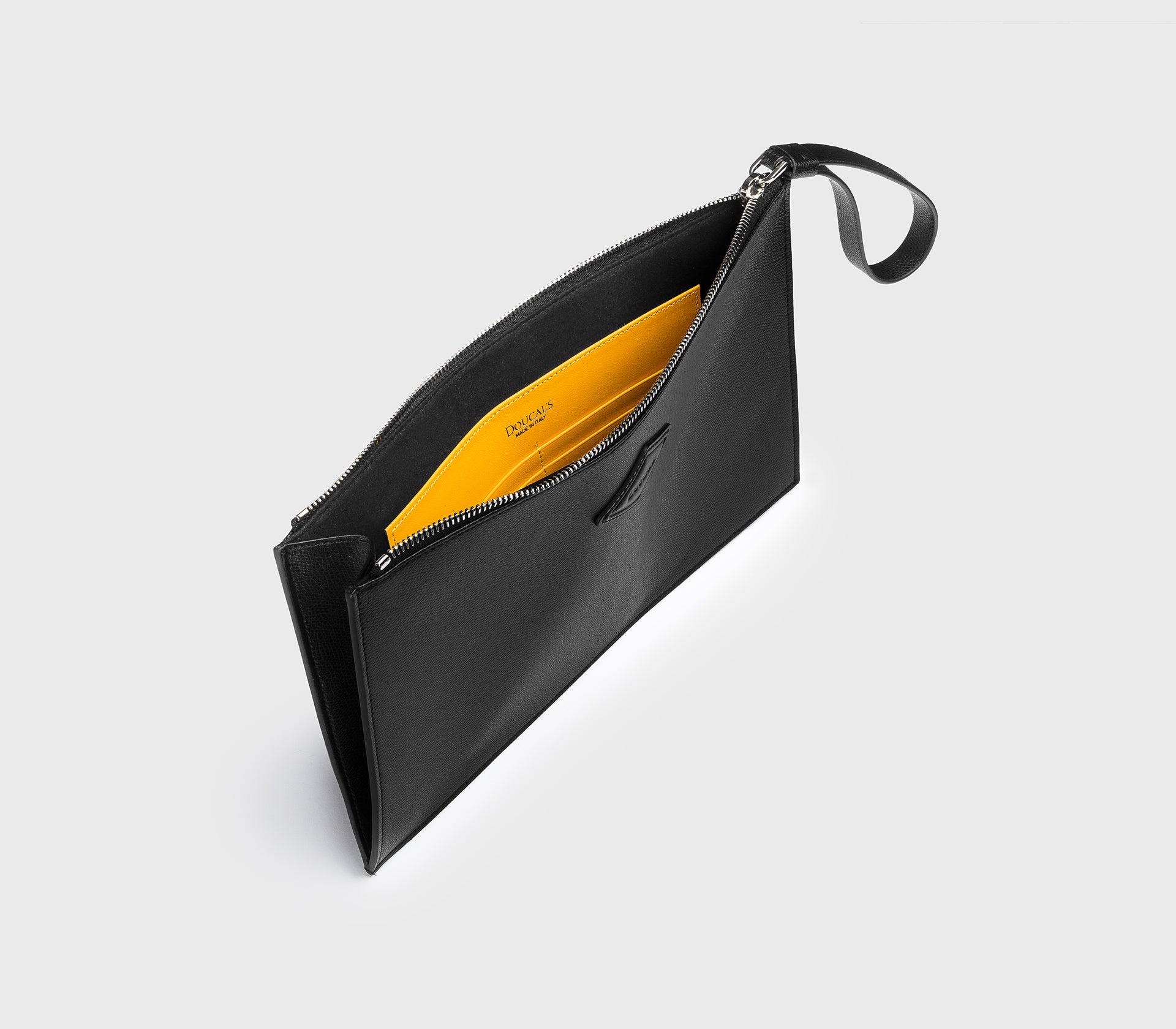 Black Palmellato leather document pouch