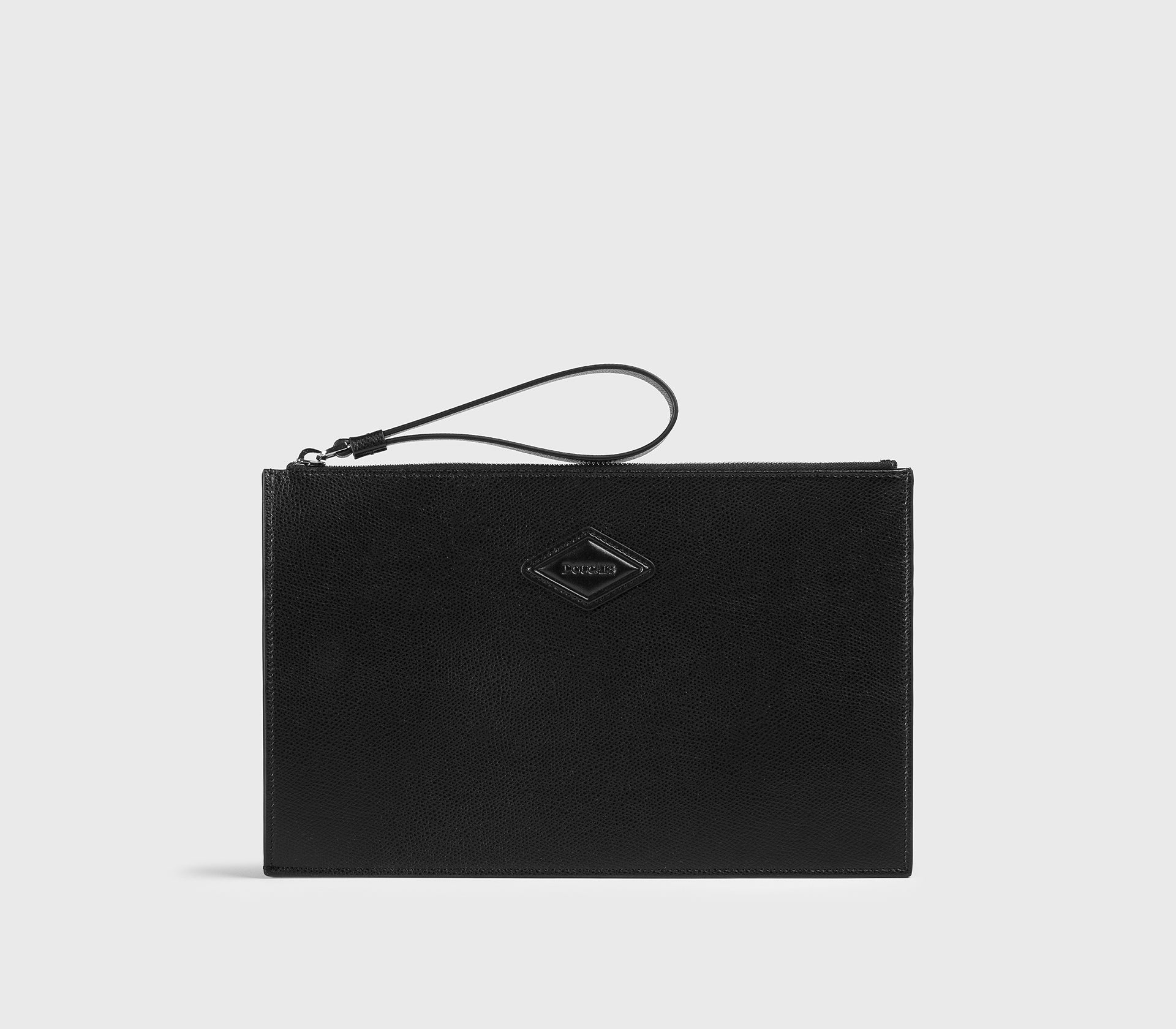 Black Palmellato leather document pouch