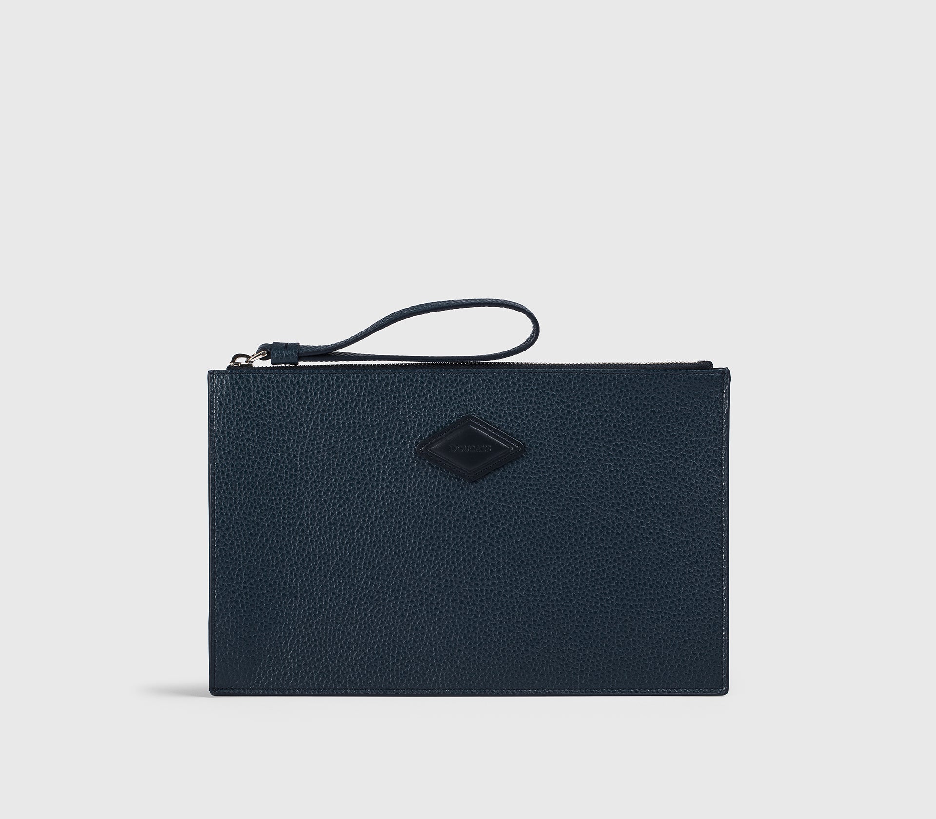 Pochette porte-documents en cuir foulonné bleu avio