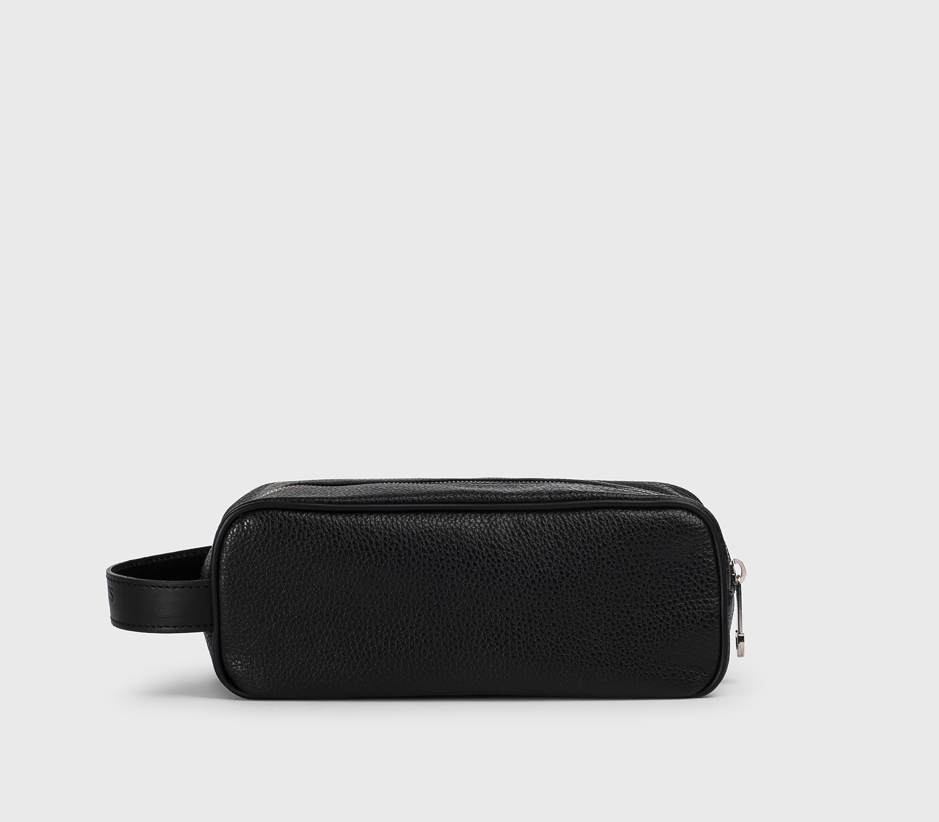 Black tumbled leather toiletry bag