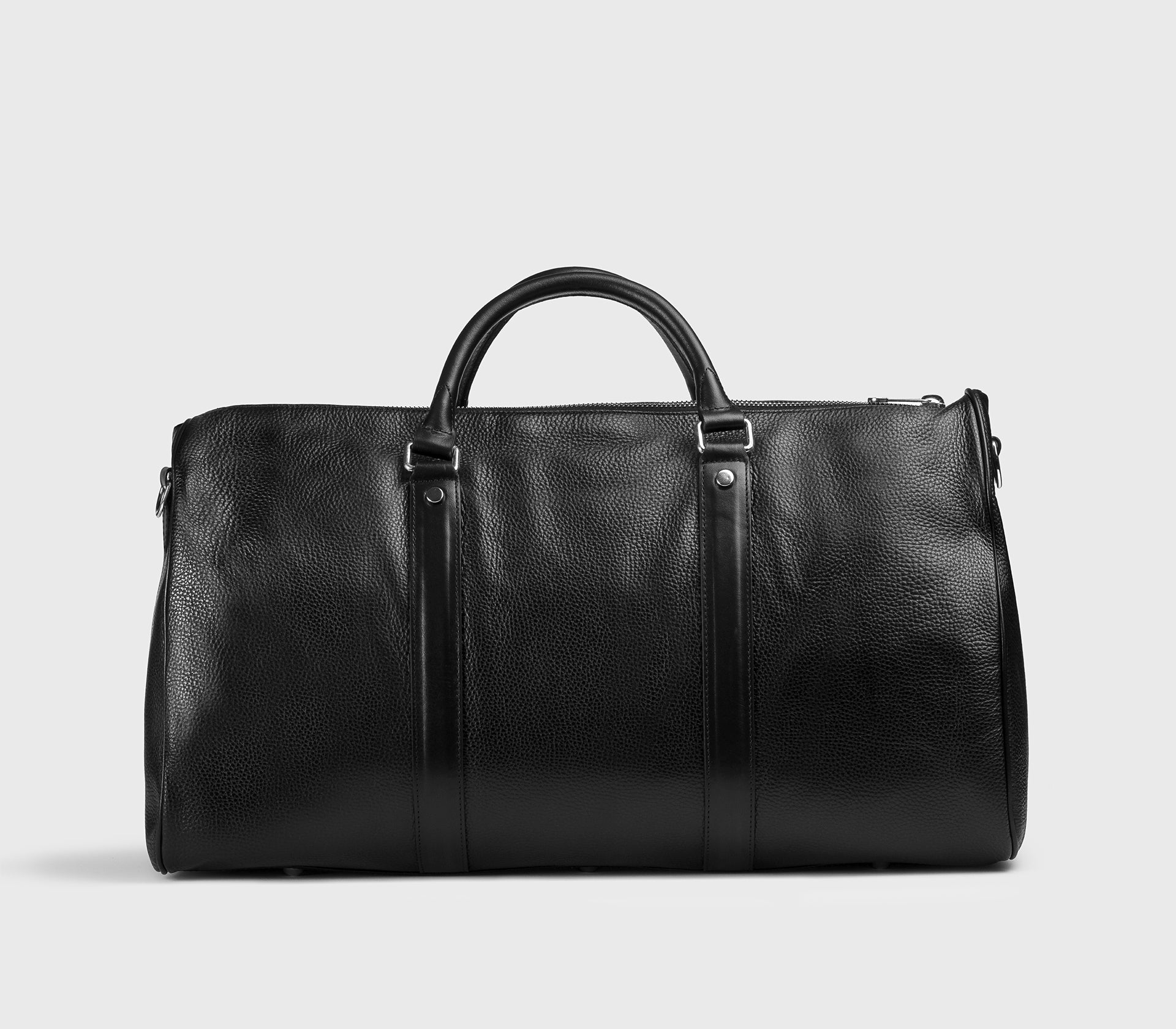 Sac 48H en cuir foulonné avec détail matelassé noir