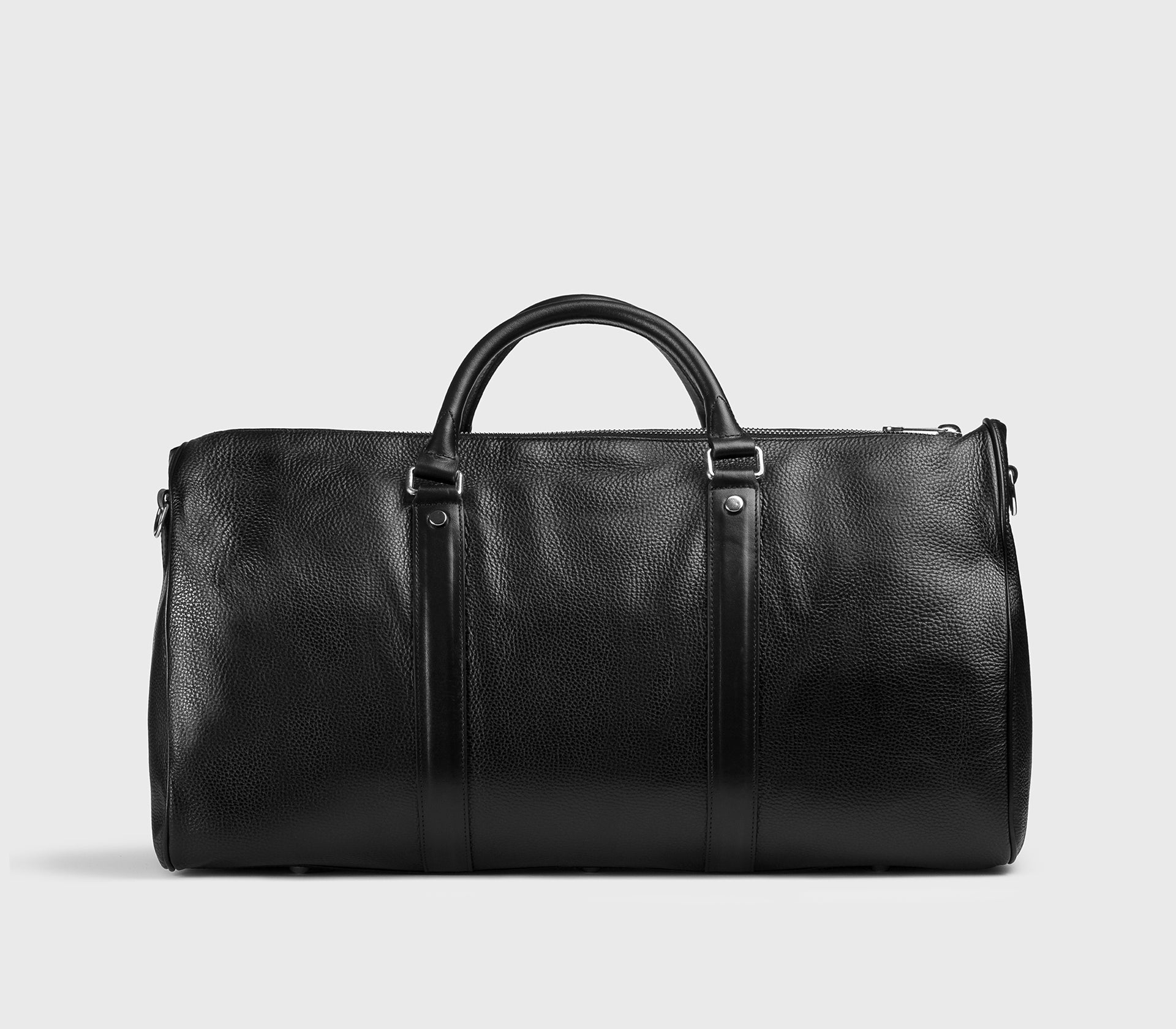 Tumbled leather weekend holdall with black matelassé detailing