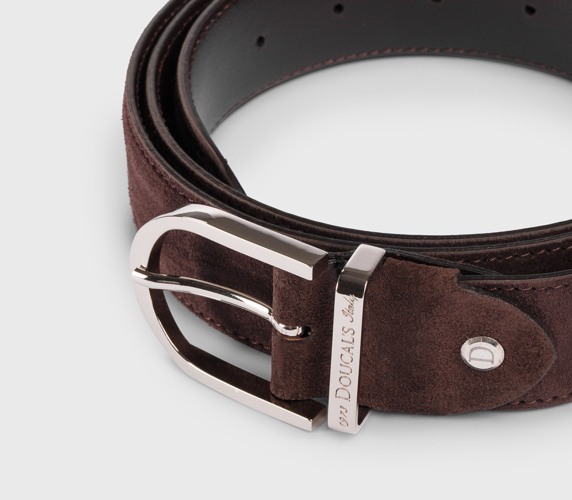 Ceinture réglable en daim marron