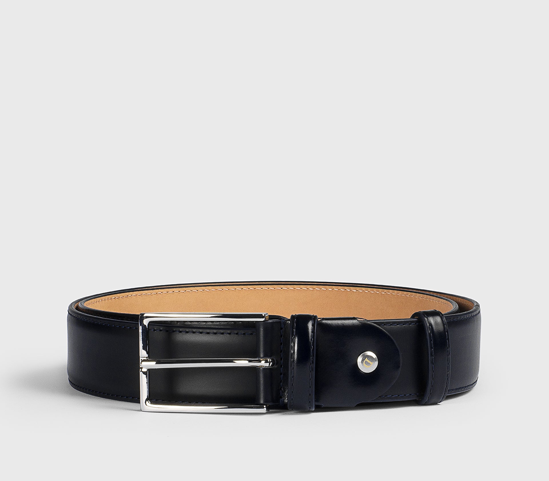 Blue adjustable leather belt