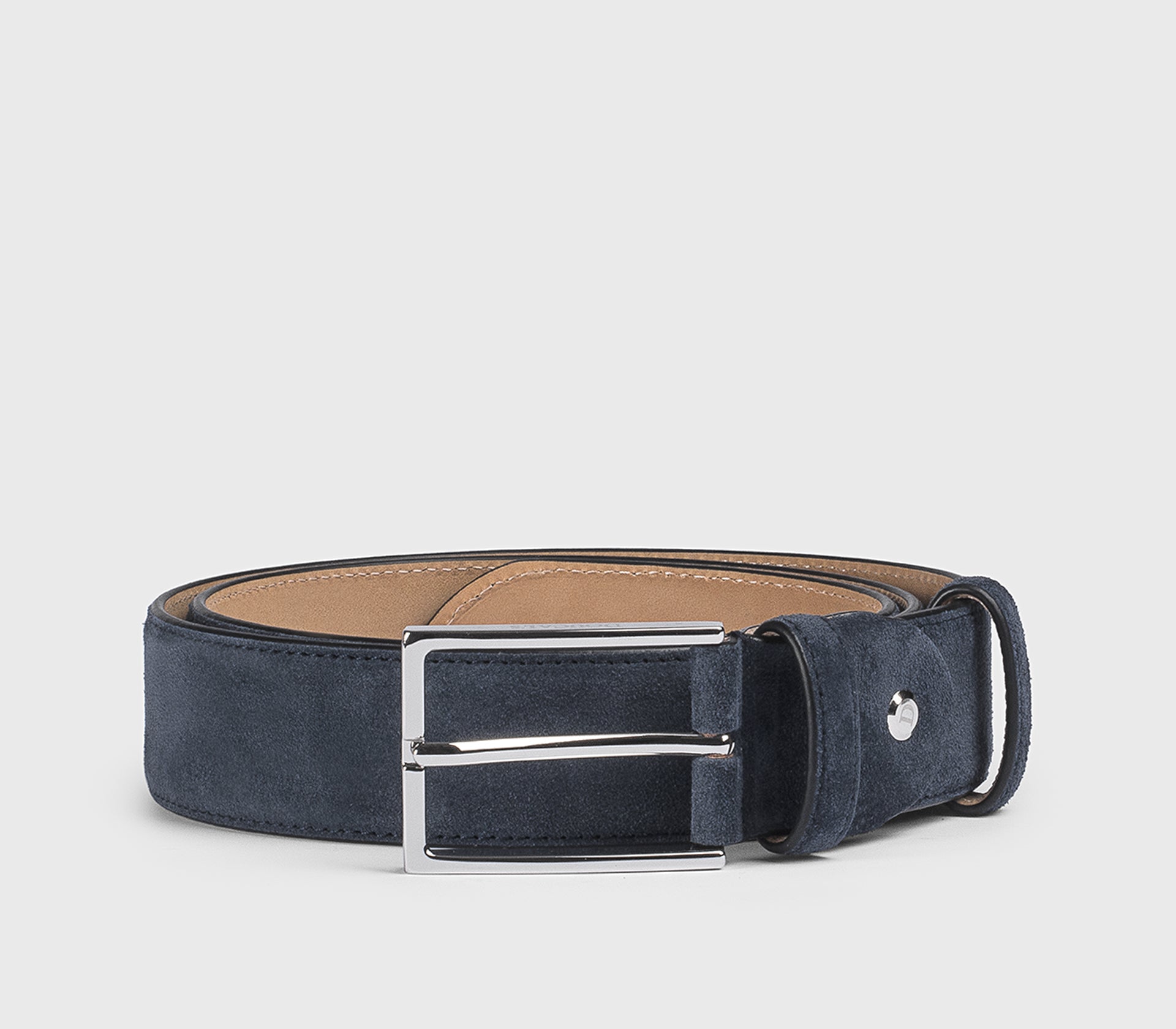 Ceinture en daim bleu orage avec boucle carrée