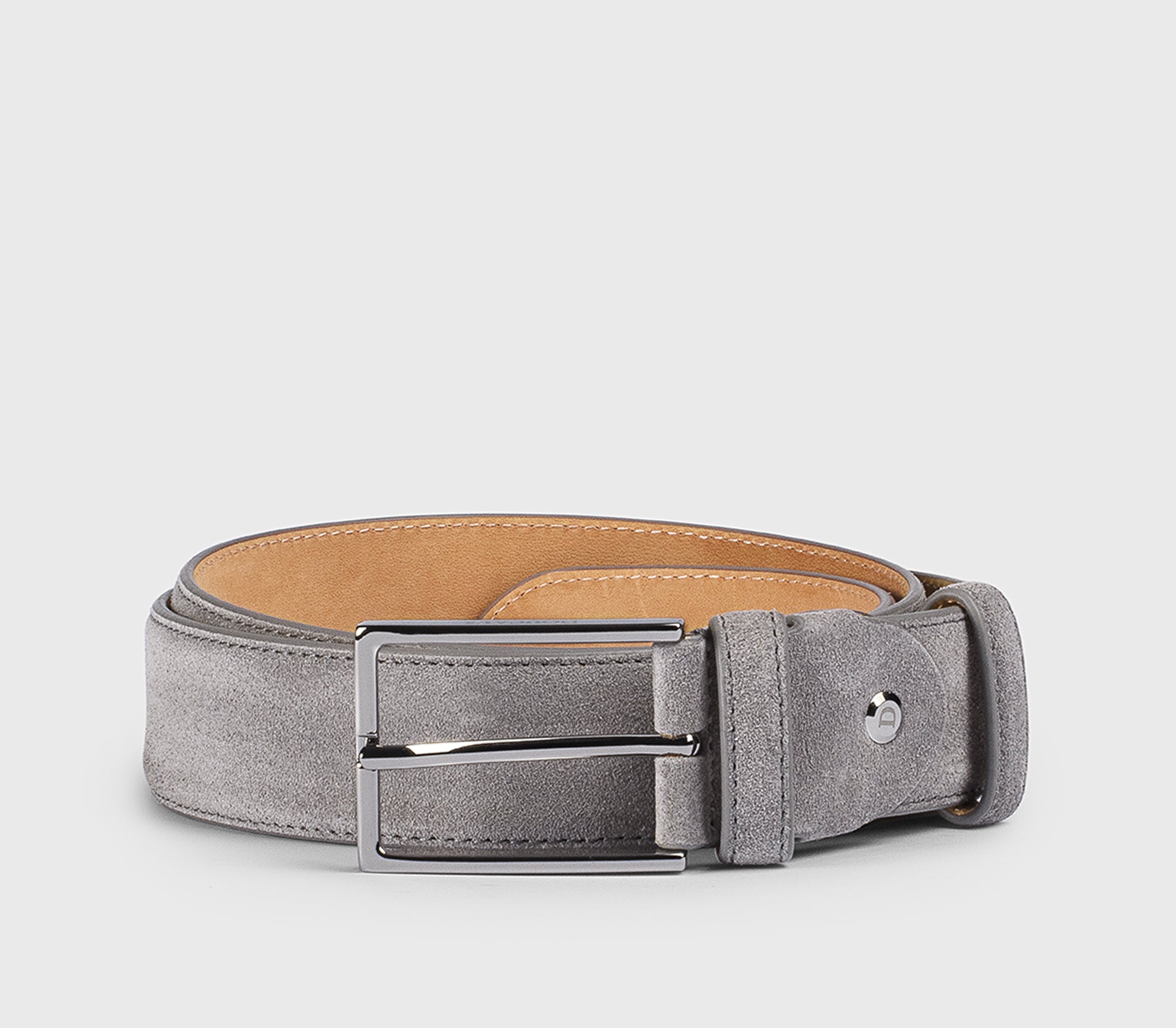 Ceinture en daim gris avec boucle carrée