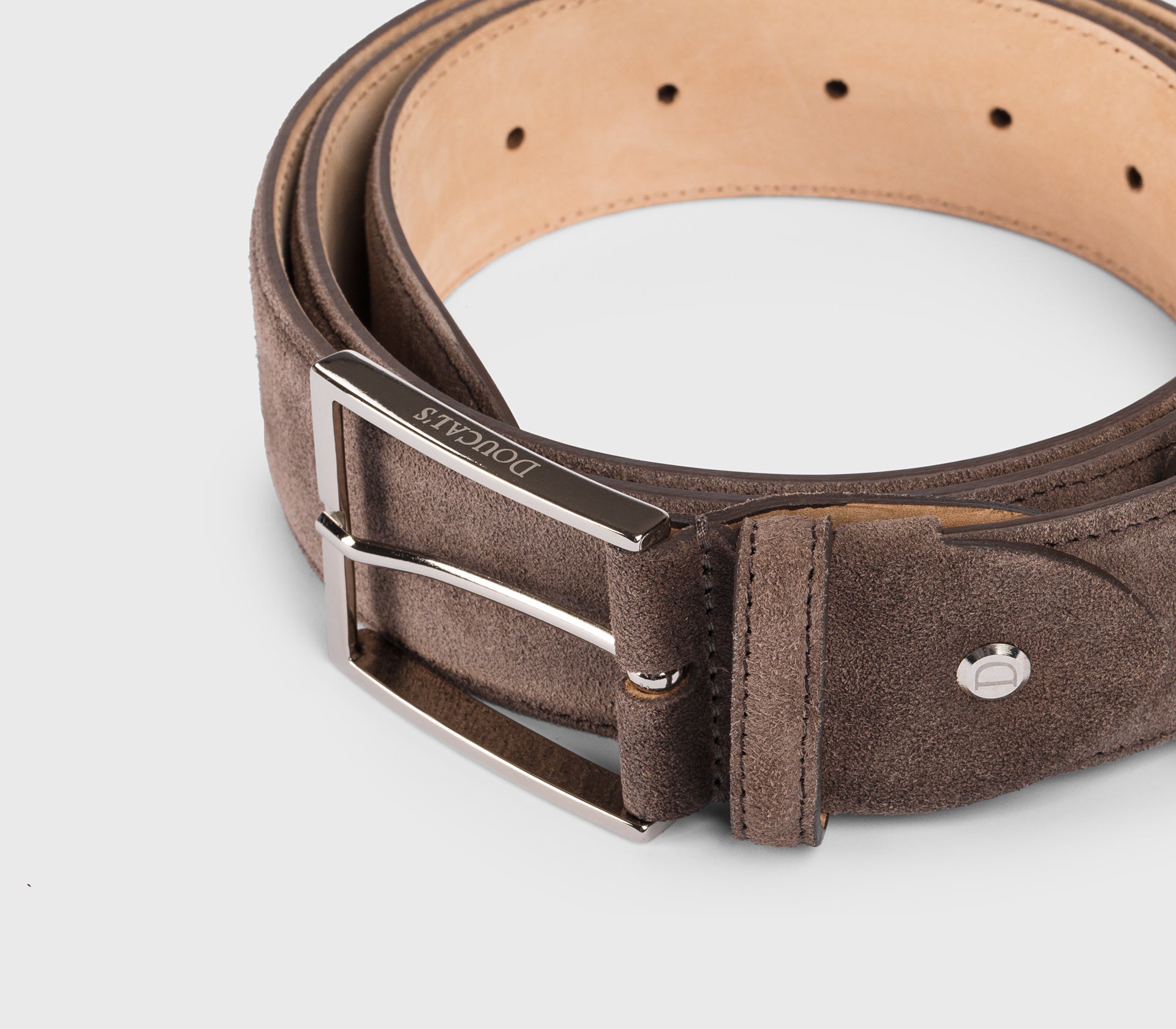 Coffee-colored adjustable suede belt