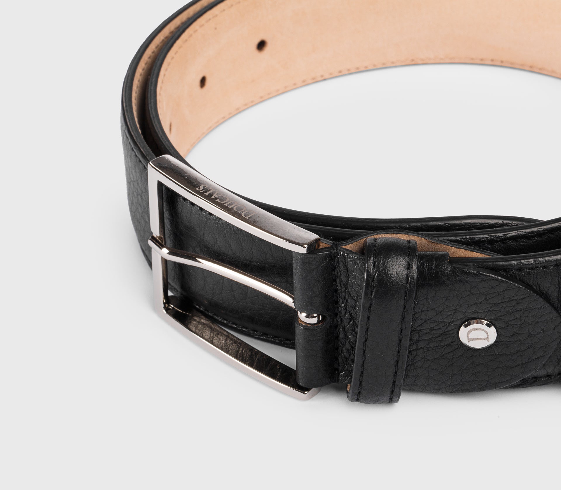 Ceinture réglable en cuir foulonné noir