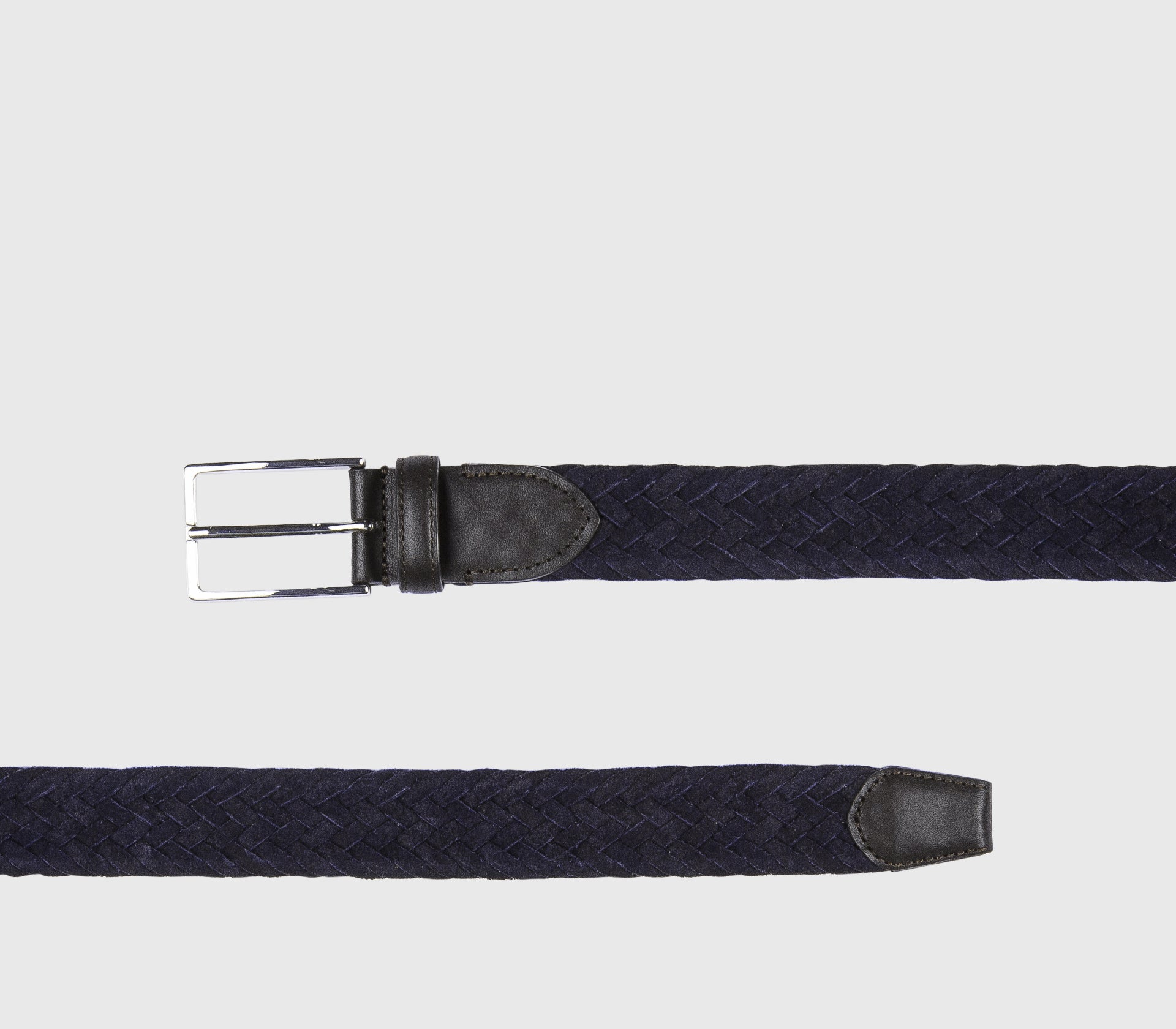 Ceinture en daim bleu tressée