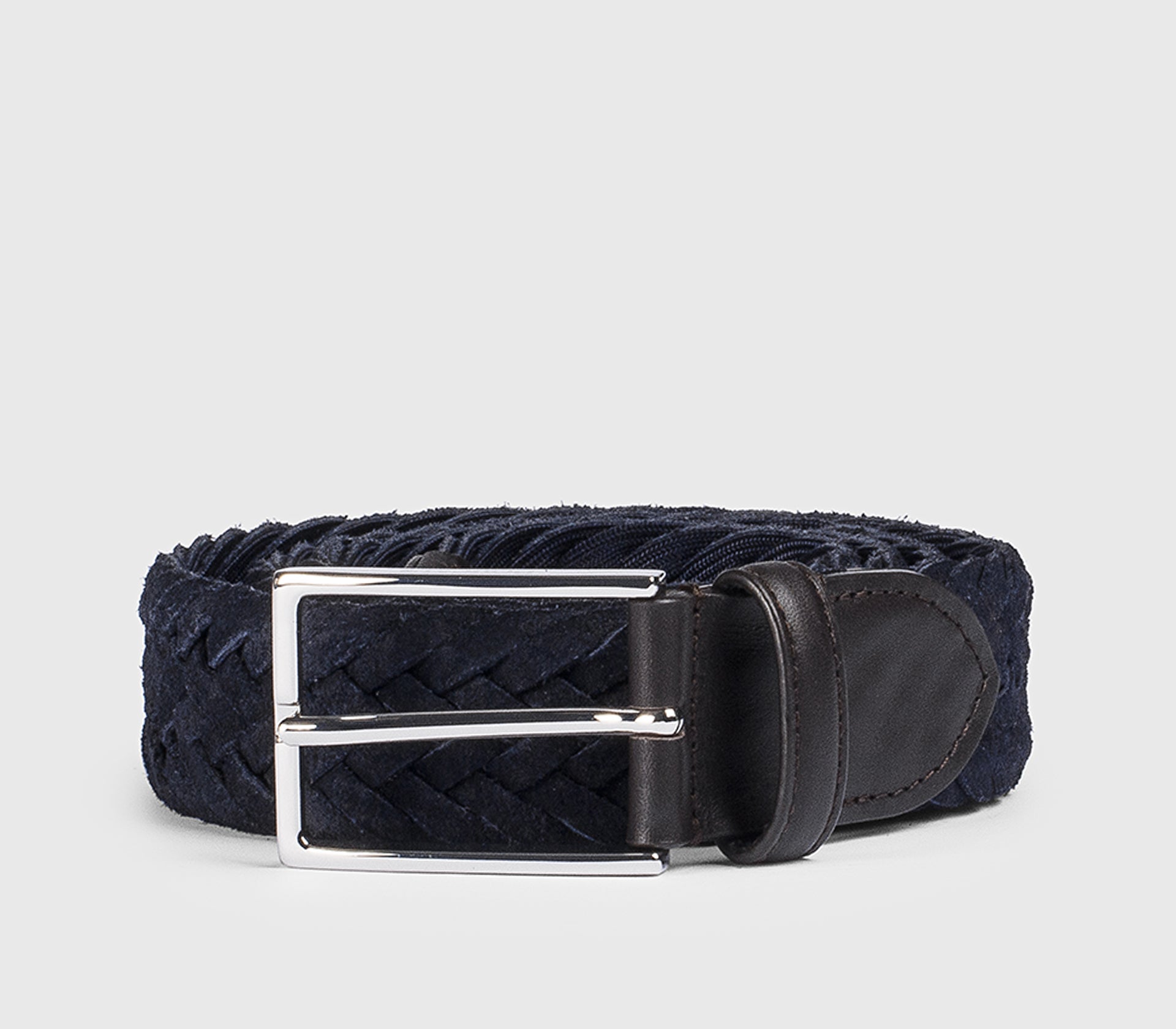 Ceinture en daim bleu tressée