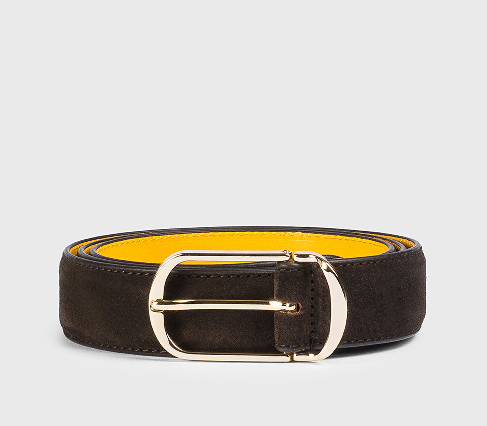 Ceinture en daim brun terreux avec boucle arrondie