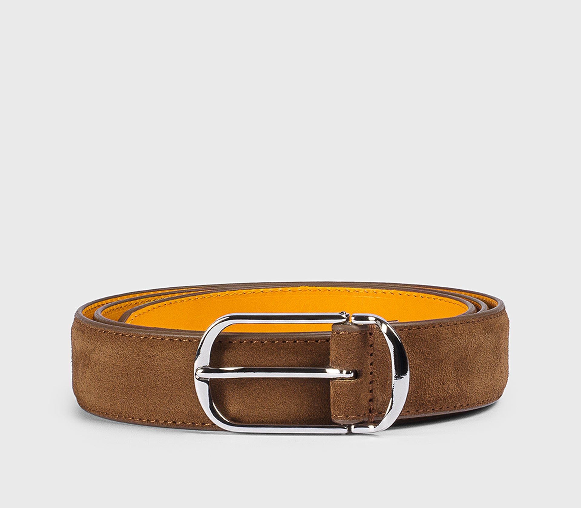 Ceinture en daim brun cannelle avec boucle arrondie