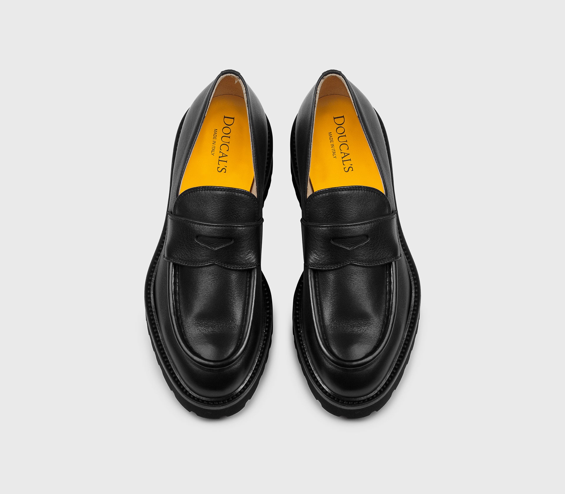 Black leather loafer