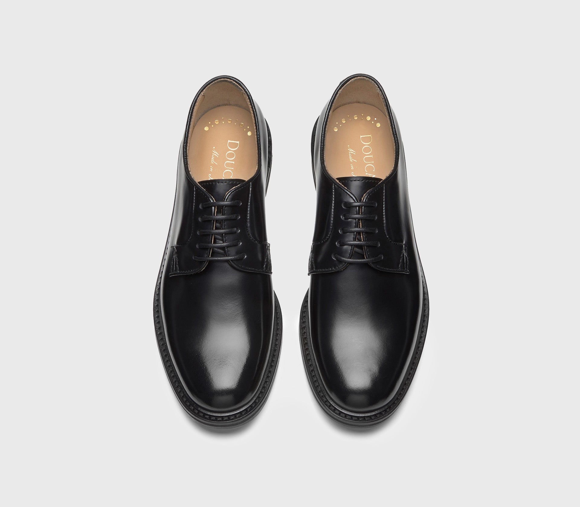 Black calfskin leather lace-up