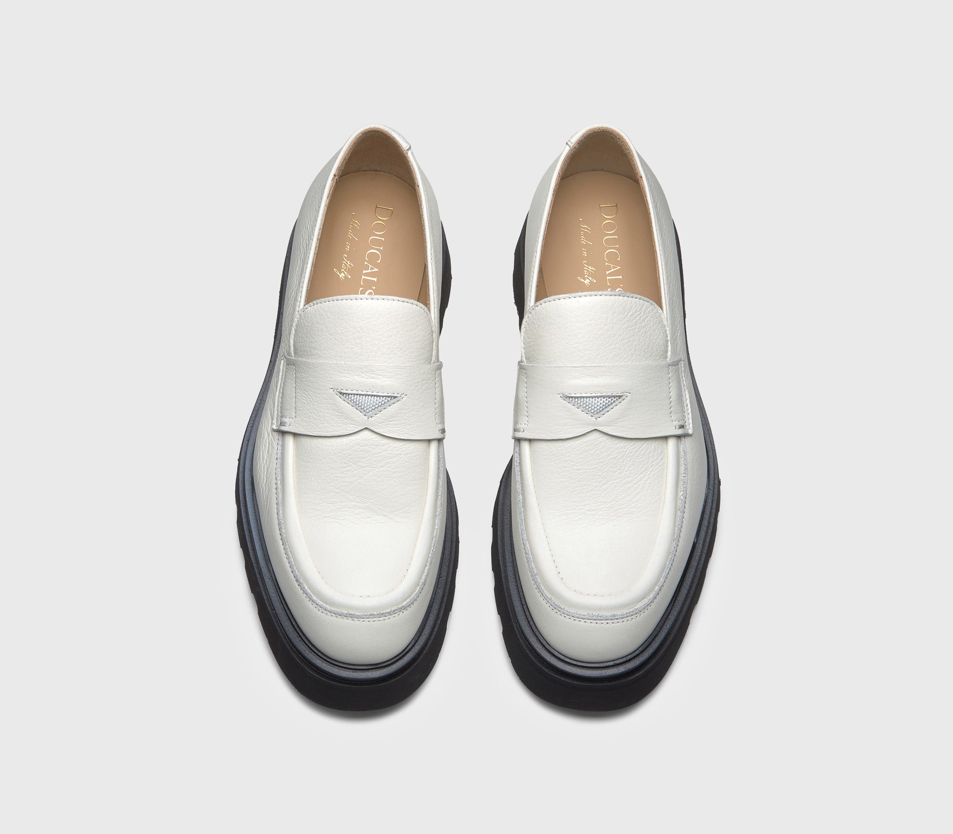 Chunky white leather loafer