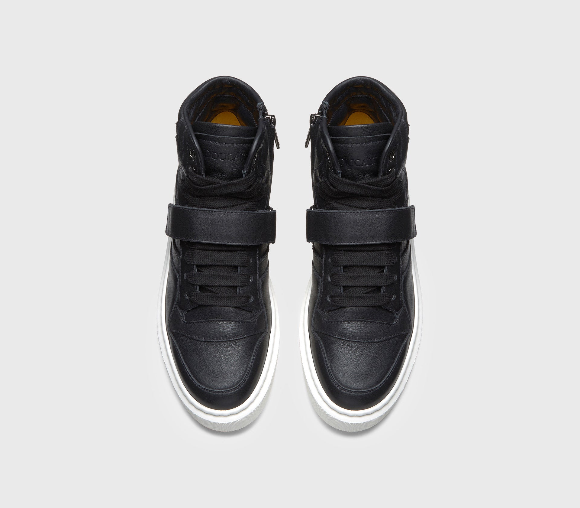 High-top black leather sneaker