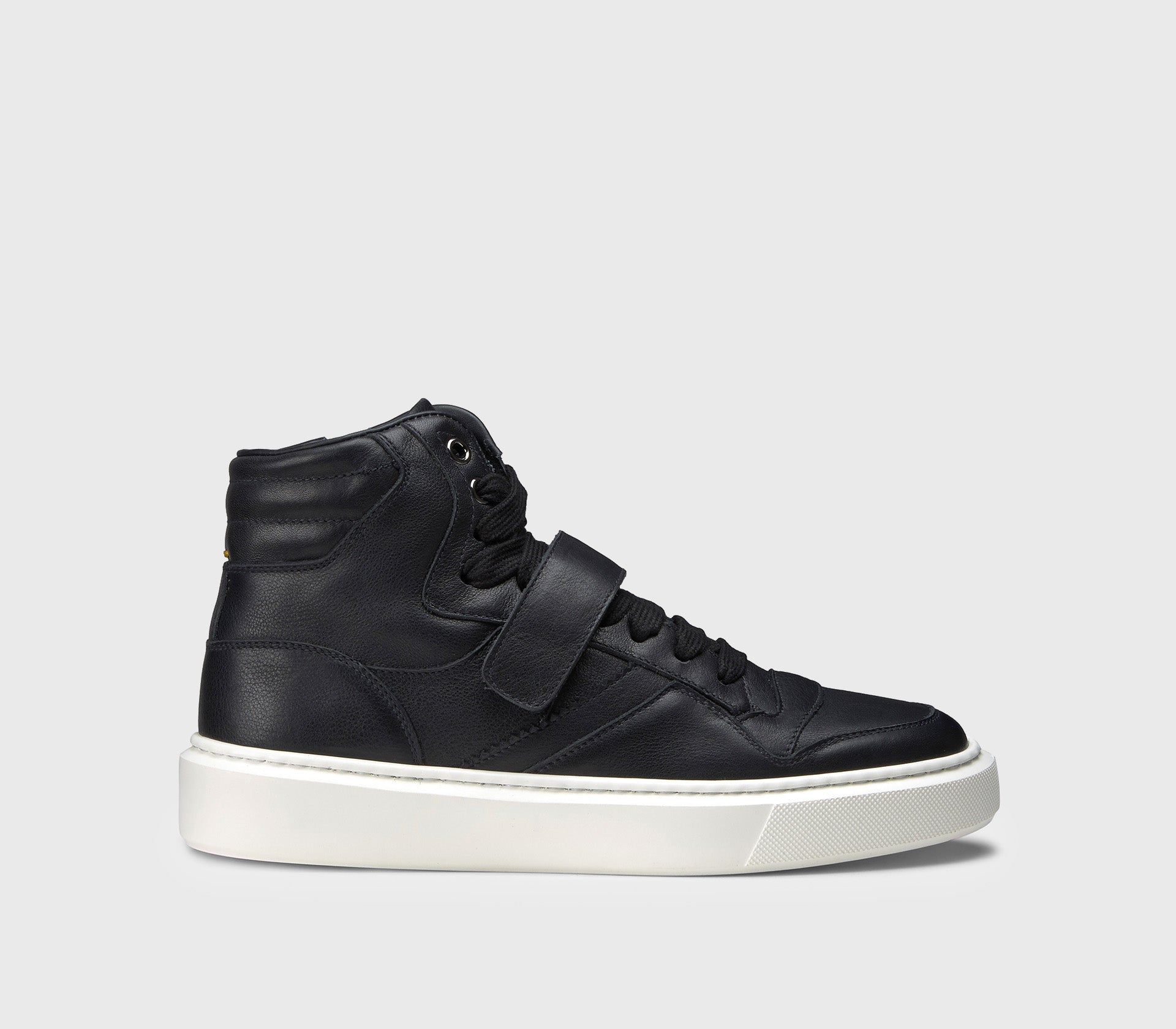 High-top black leather sneaker