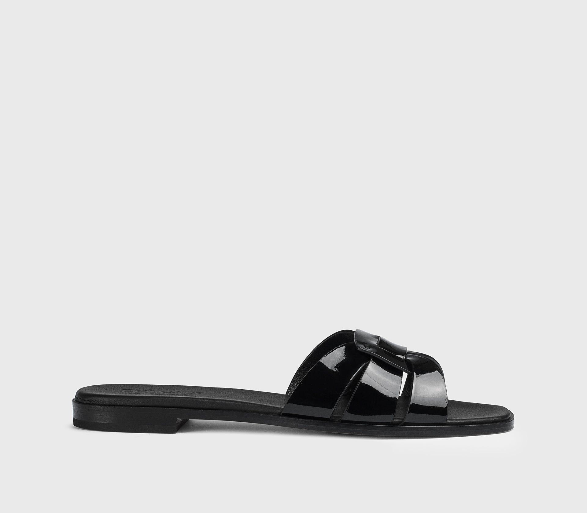 Black patent leather sandal