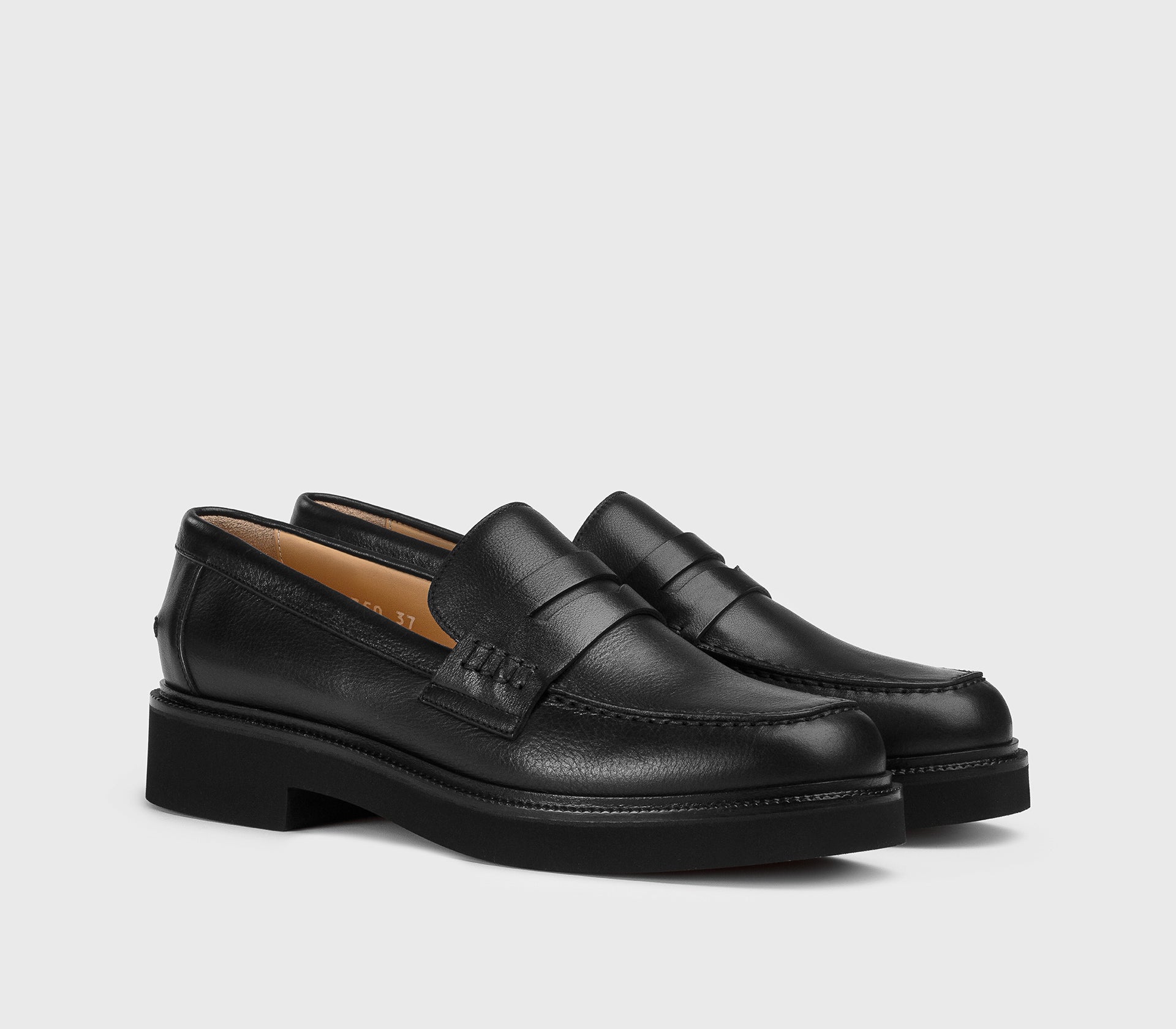 Black leather loafer