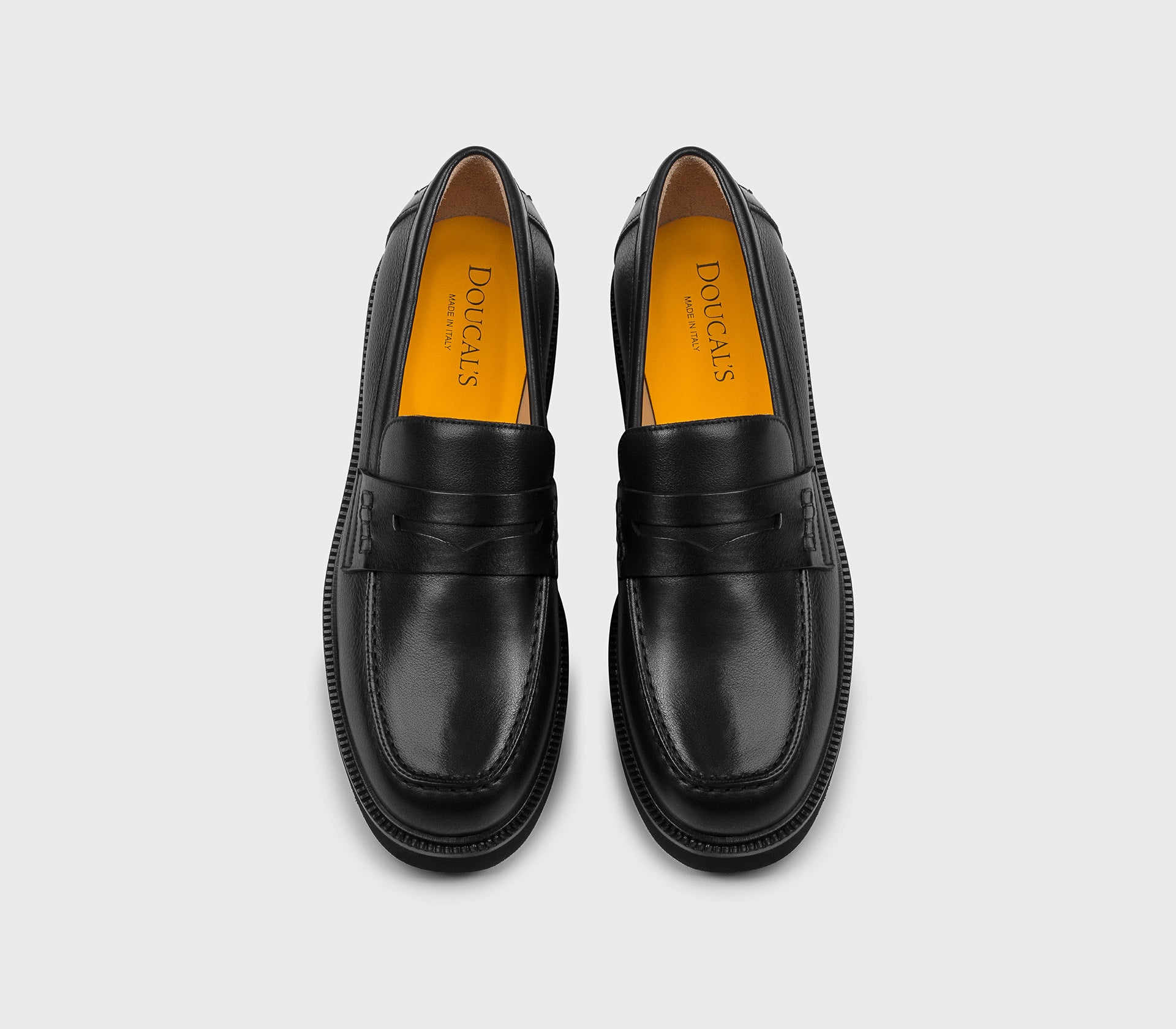 Black leather loafer