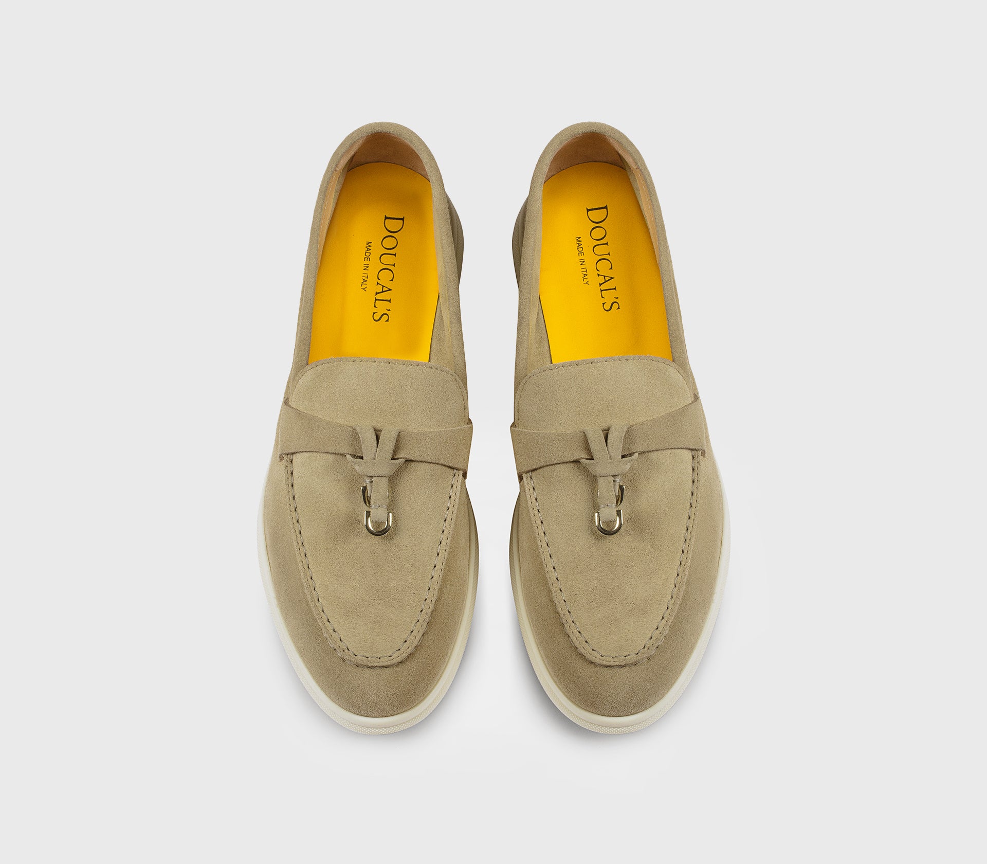 Camel-coloured suede loafer