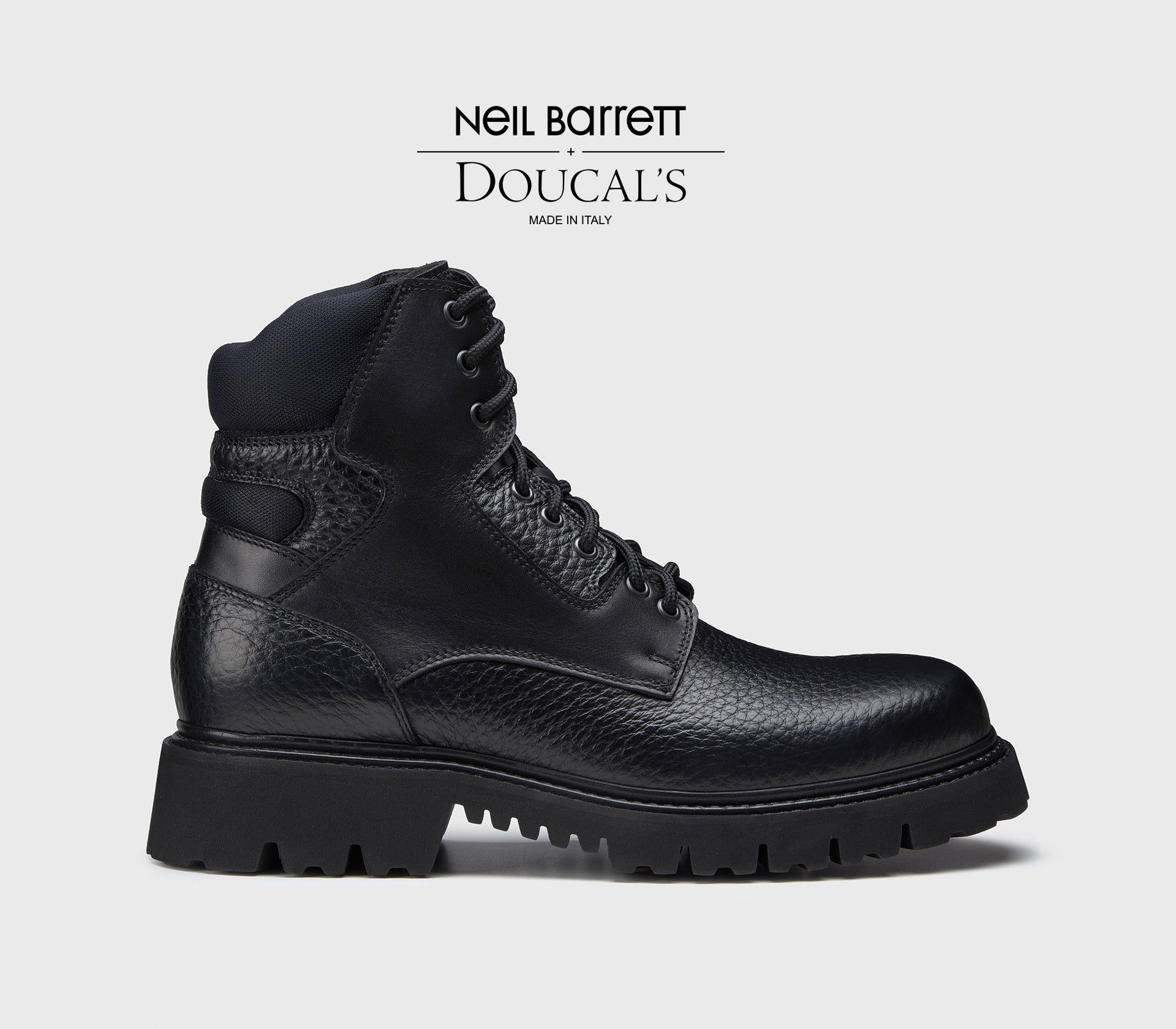 Combat boot da uomo in pelle e tessuto | nero -Doucal's