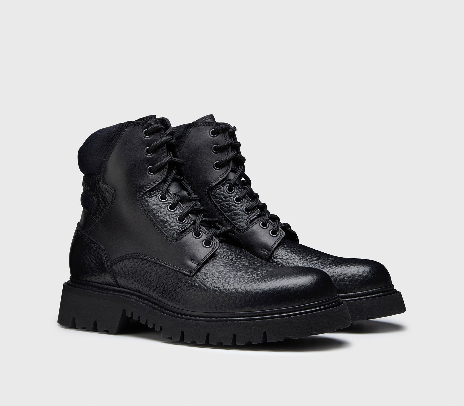 Men s leather and fabric combat boot black Doucal s