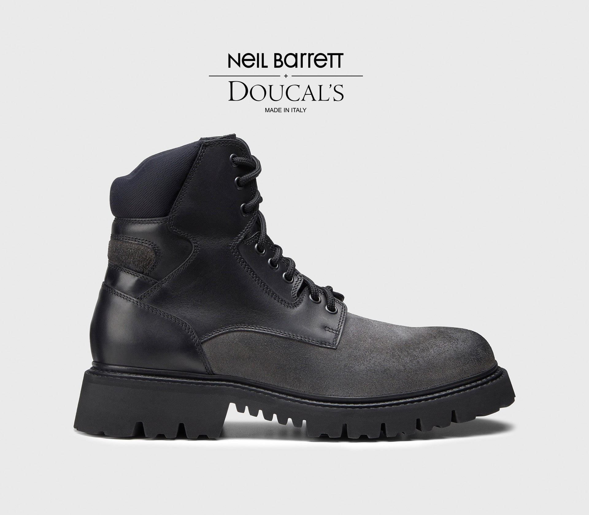 Combat boot da uomo in suede e pelle | nero -Doucal's