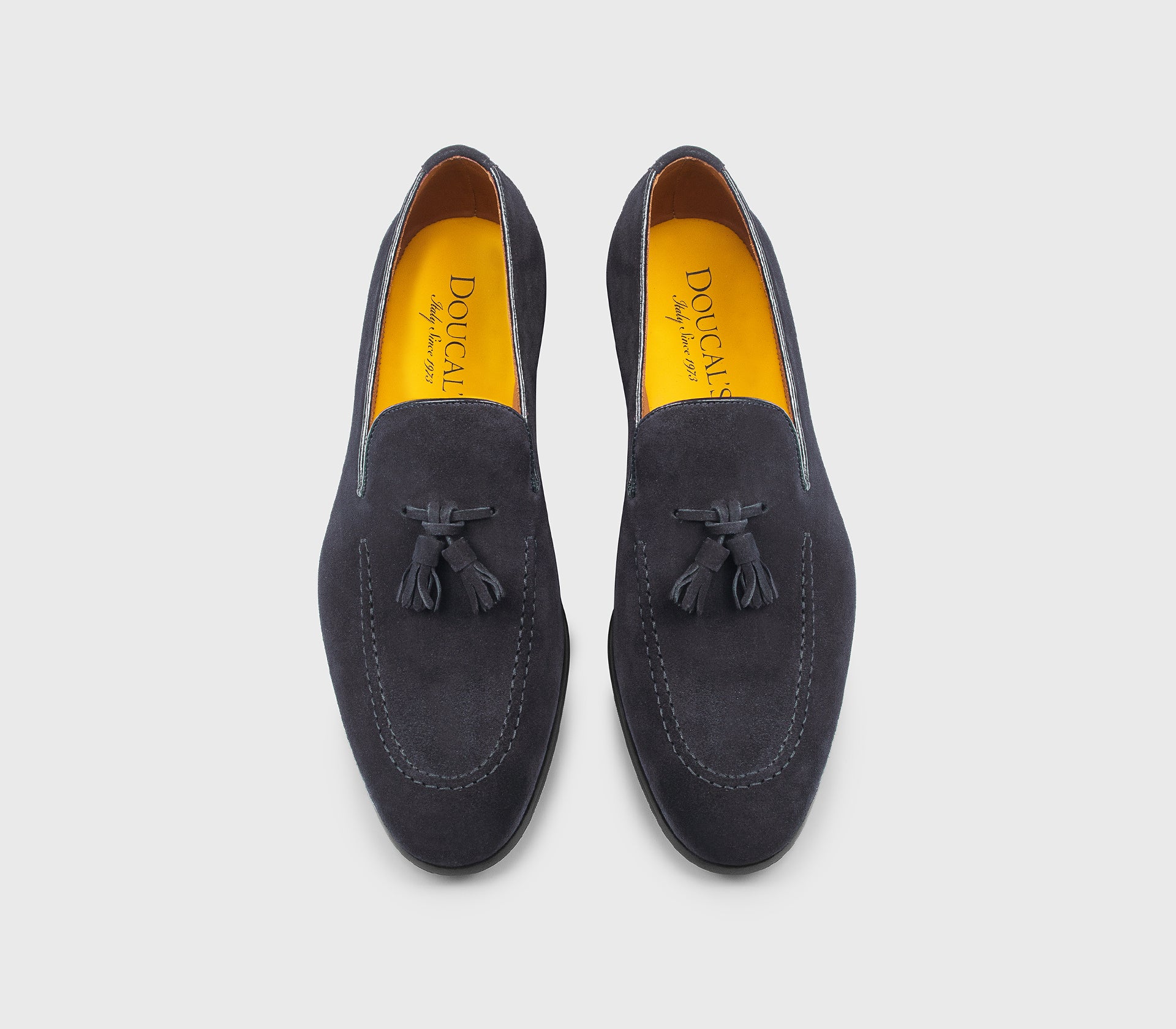 Mocassino con nappine in suede blu