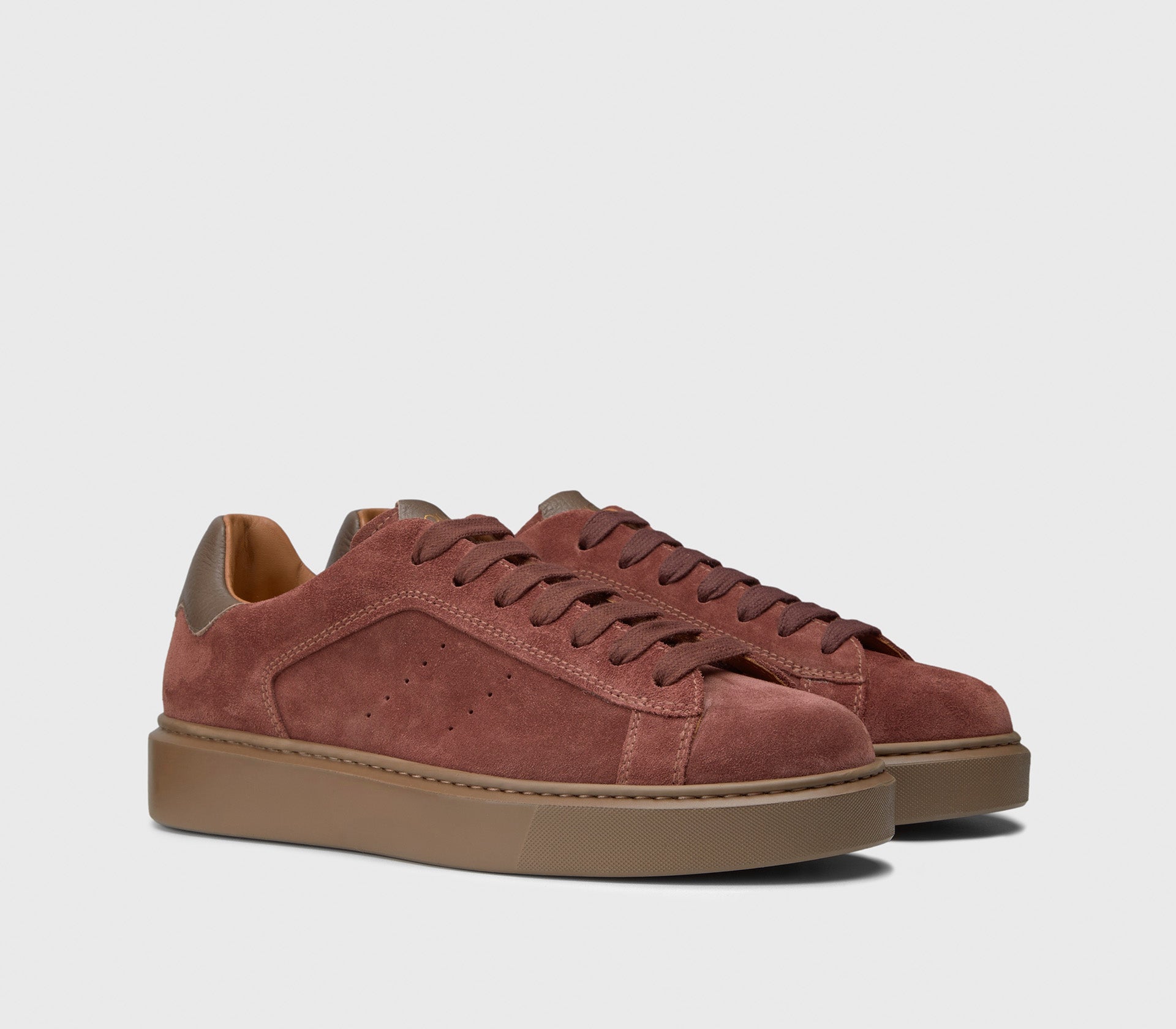 Sneaker in suede rosse con dettaglio in pelle