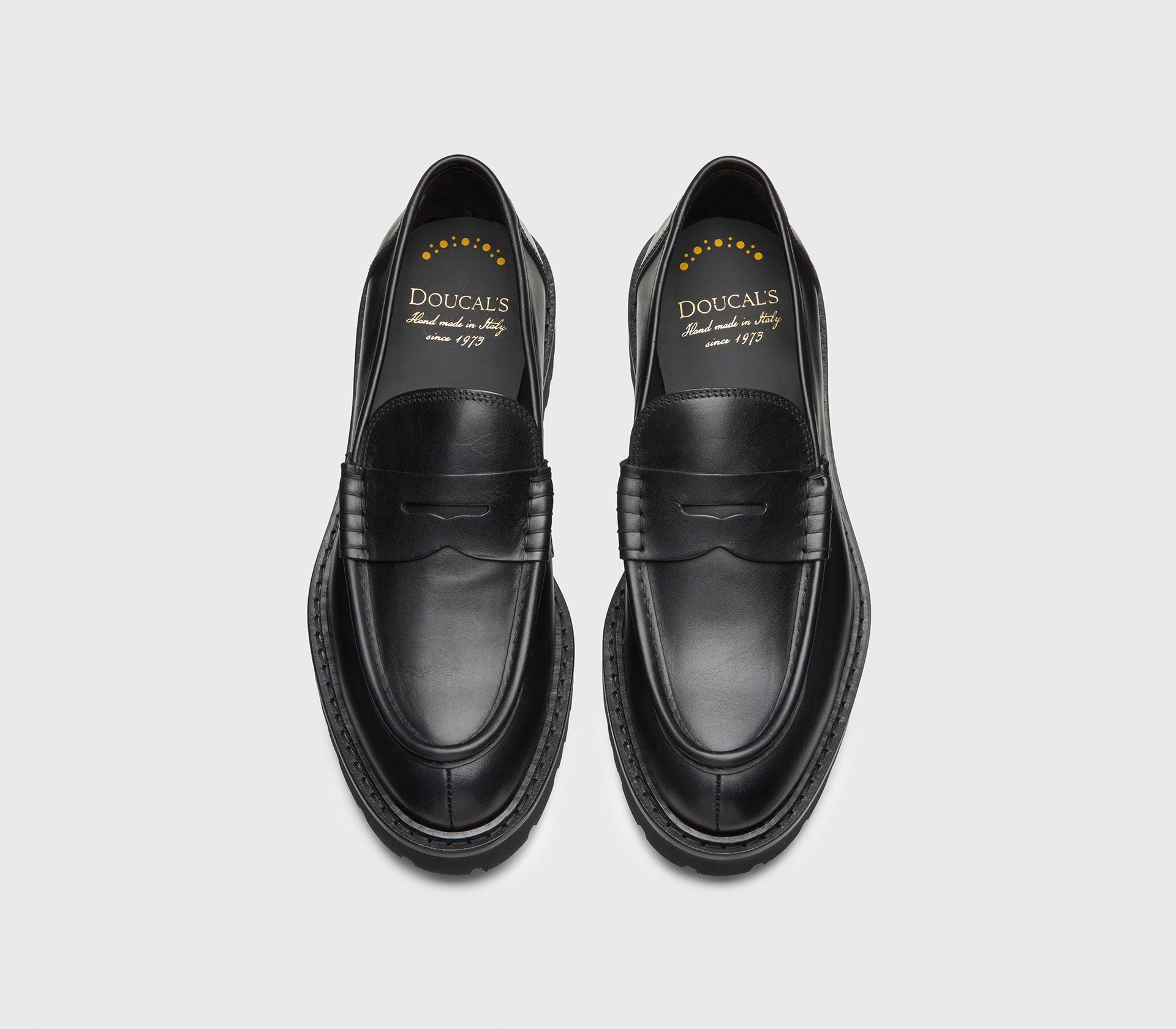 Black leather loafer