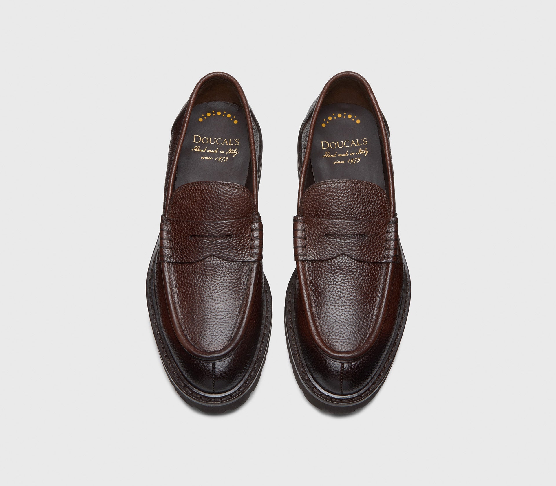 Brown tumbled leather loafer