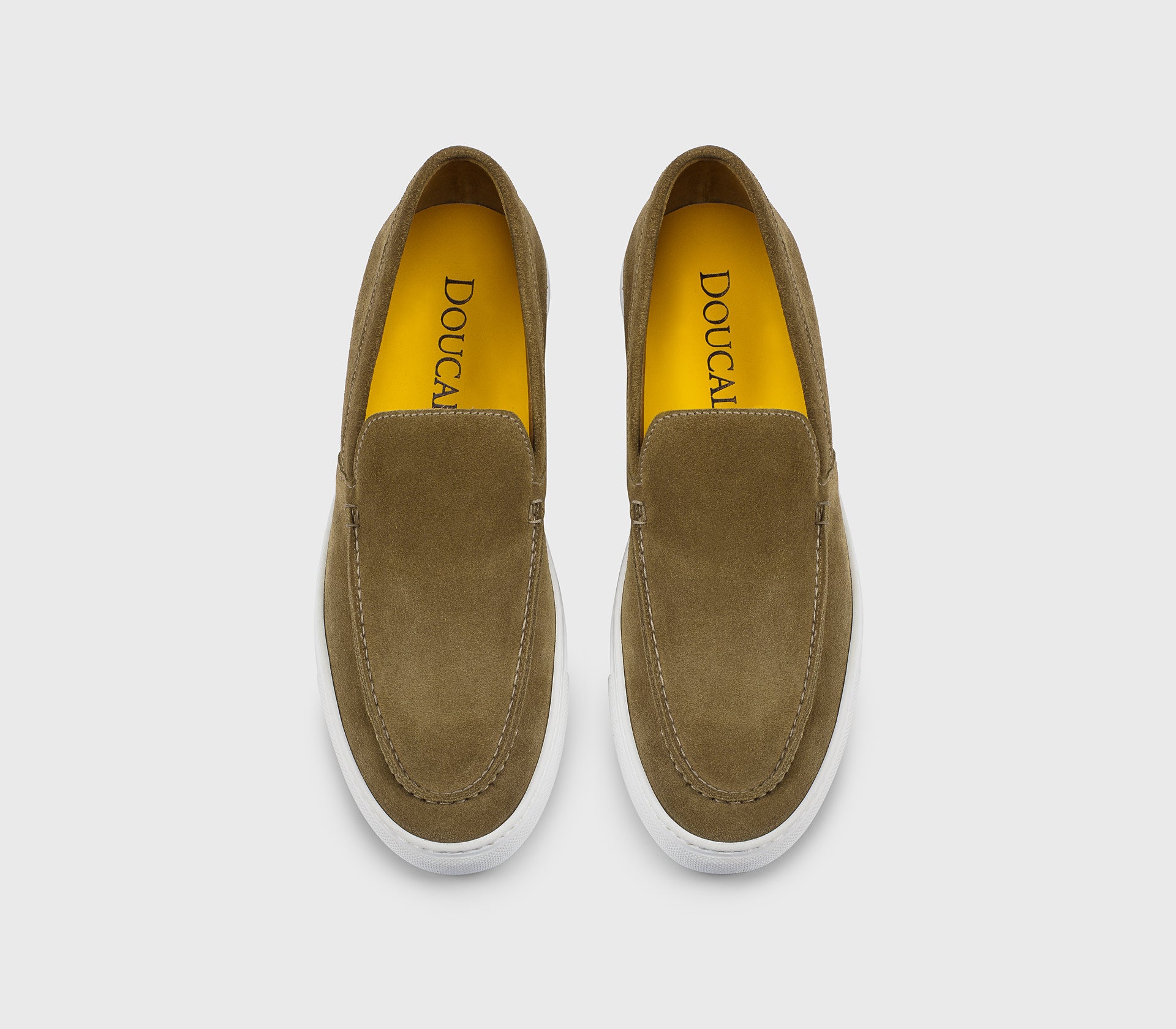 “Moss”-coloured suede slip-on loafer