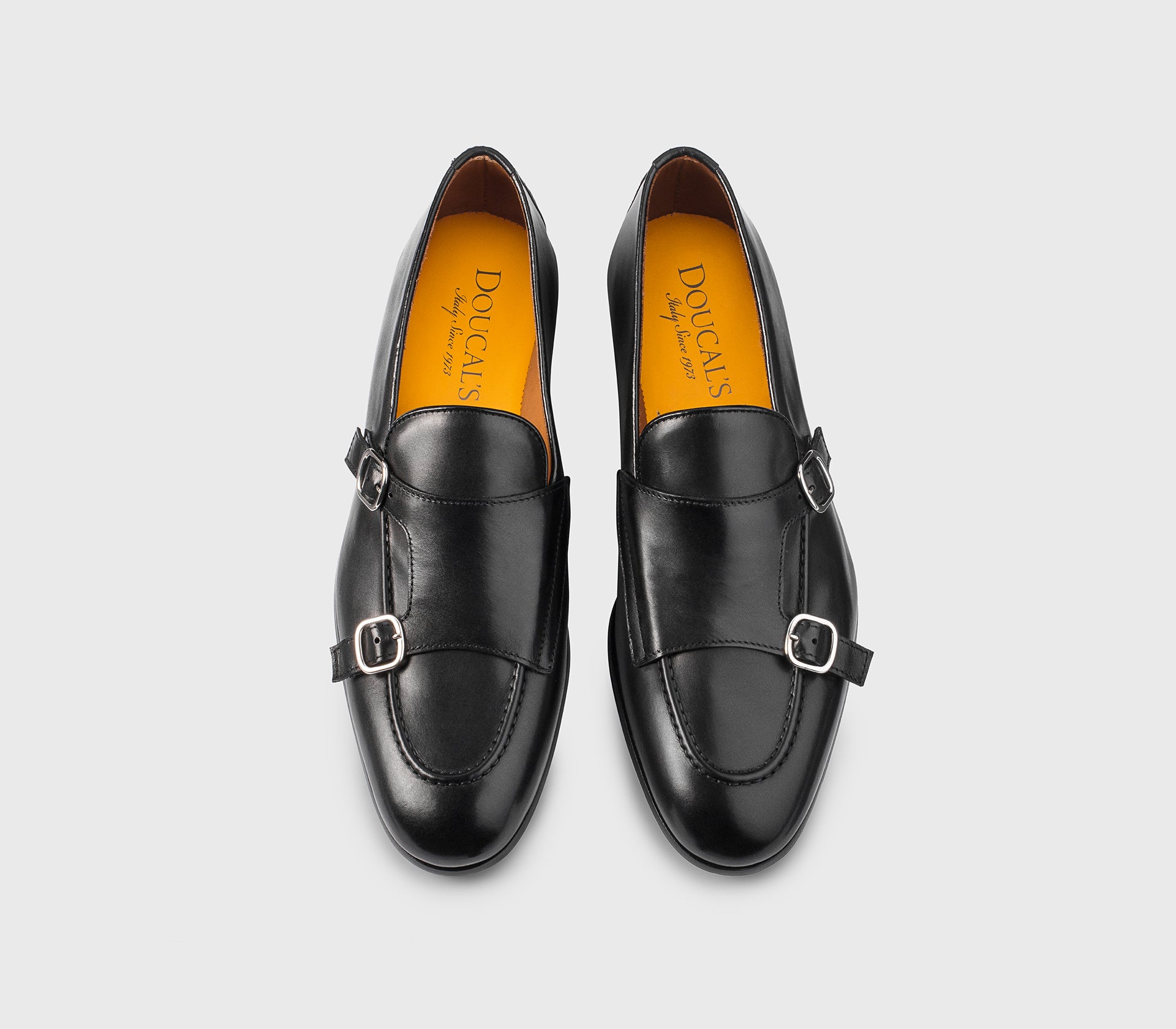 Double-buckle loafer in black leather