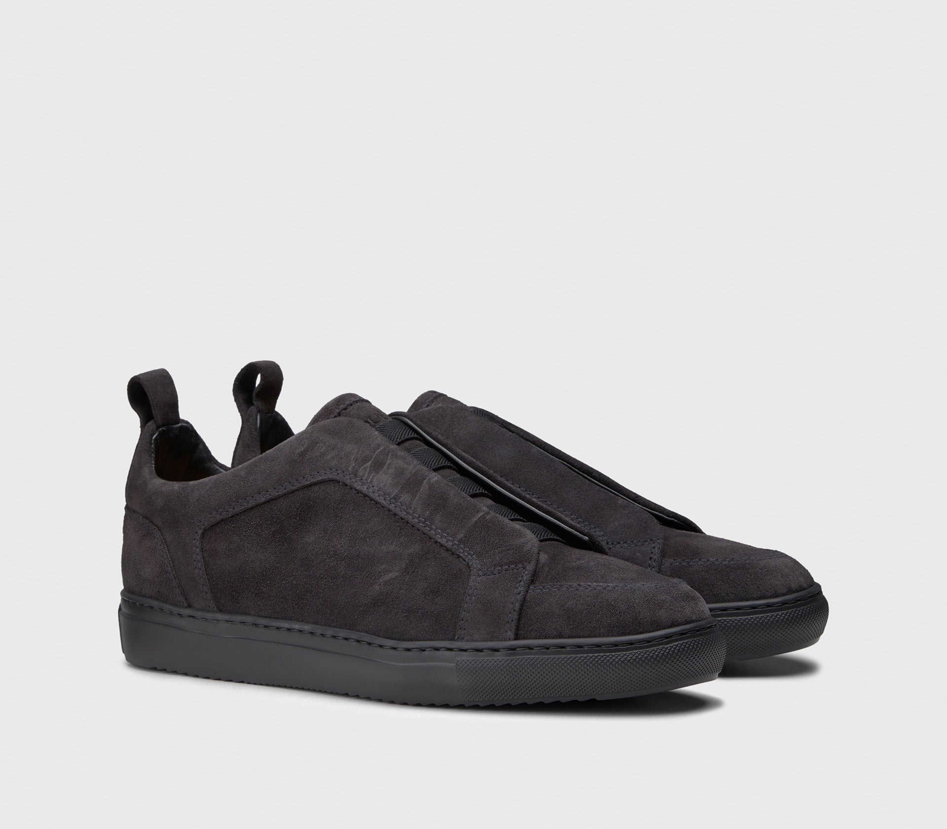 Sneaker sans lacets en daim anthracite