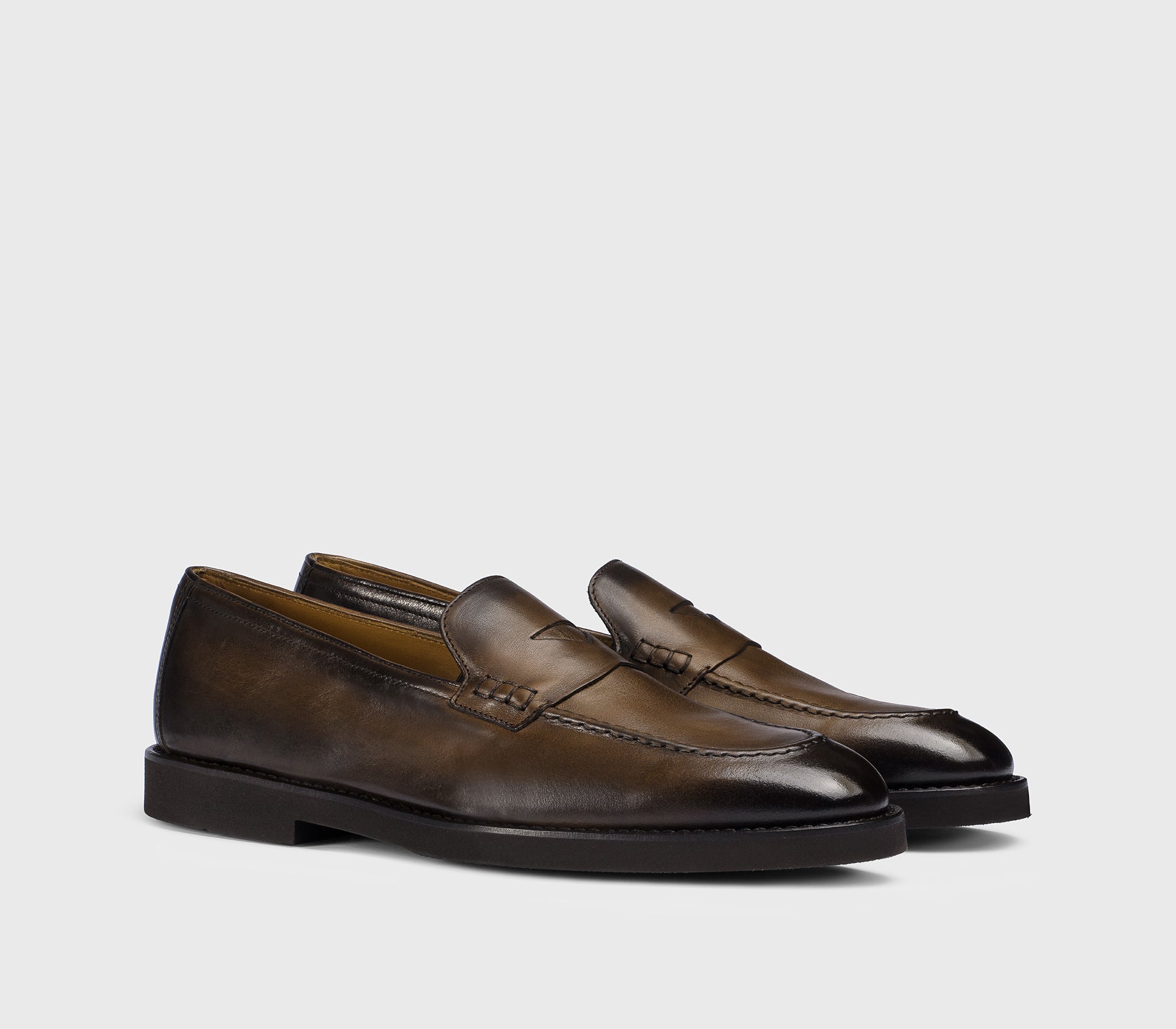 Brown leather loafer