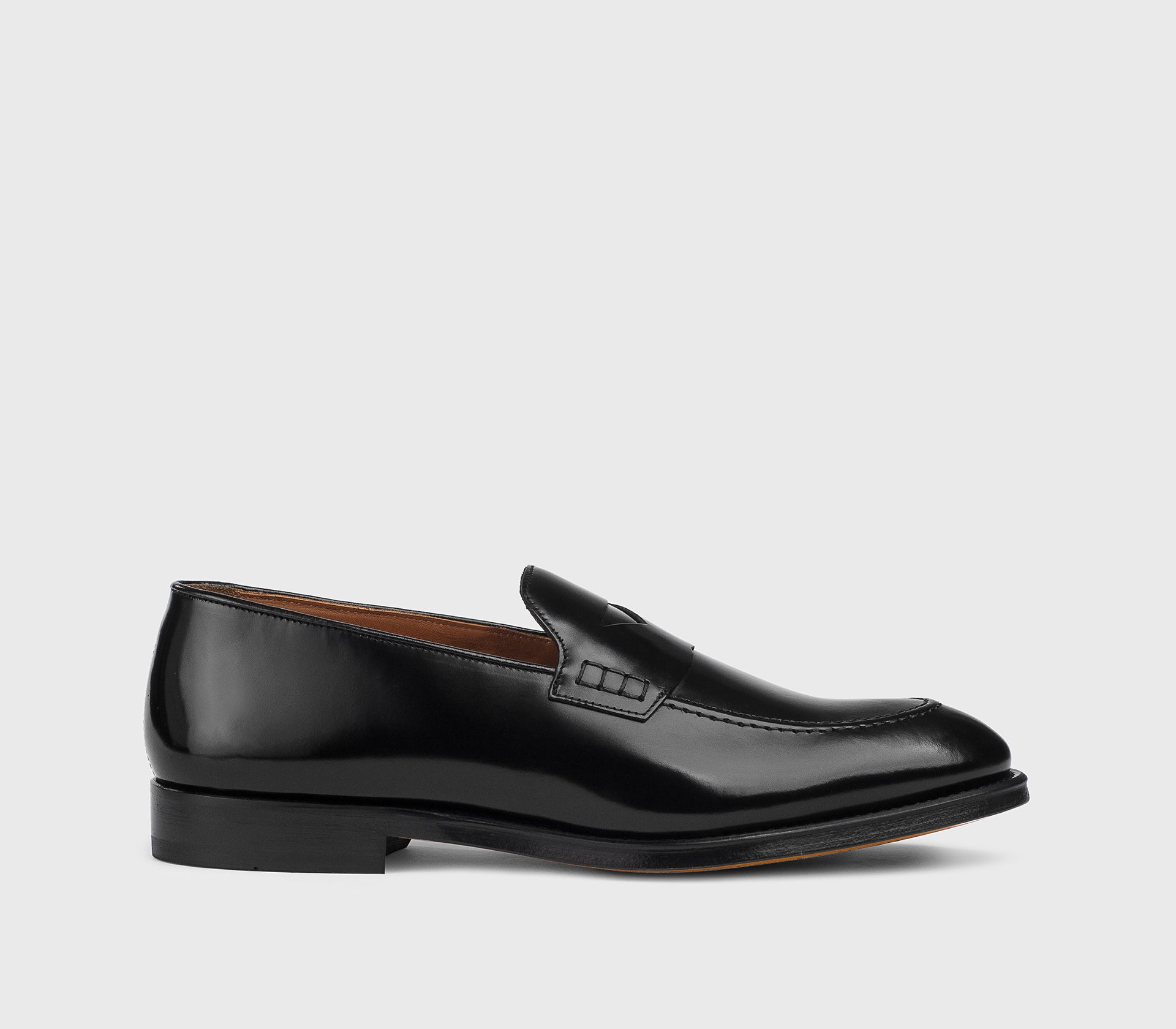 Black leather loafer