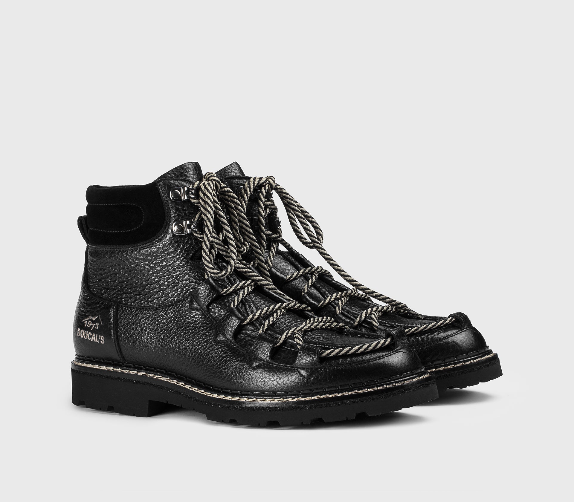 Black leather Belvedere lace-up ankle boot