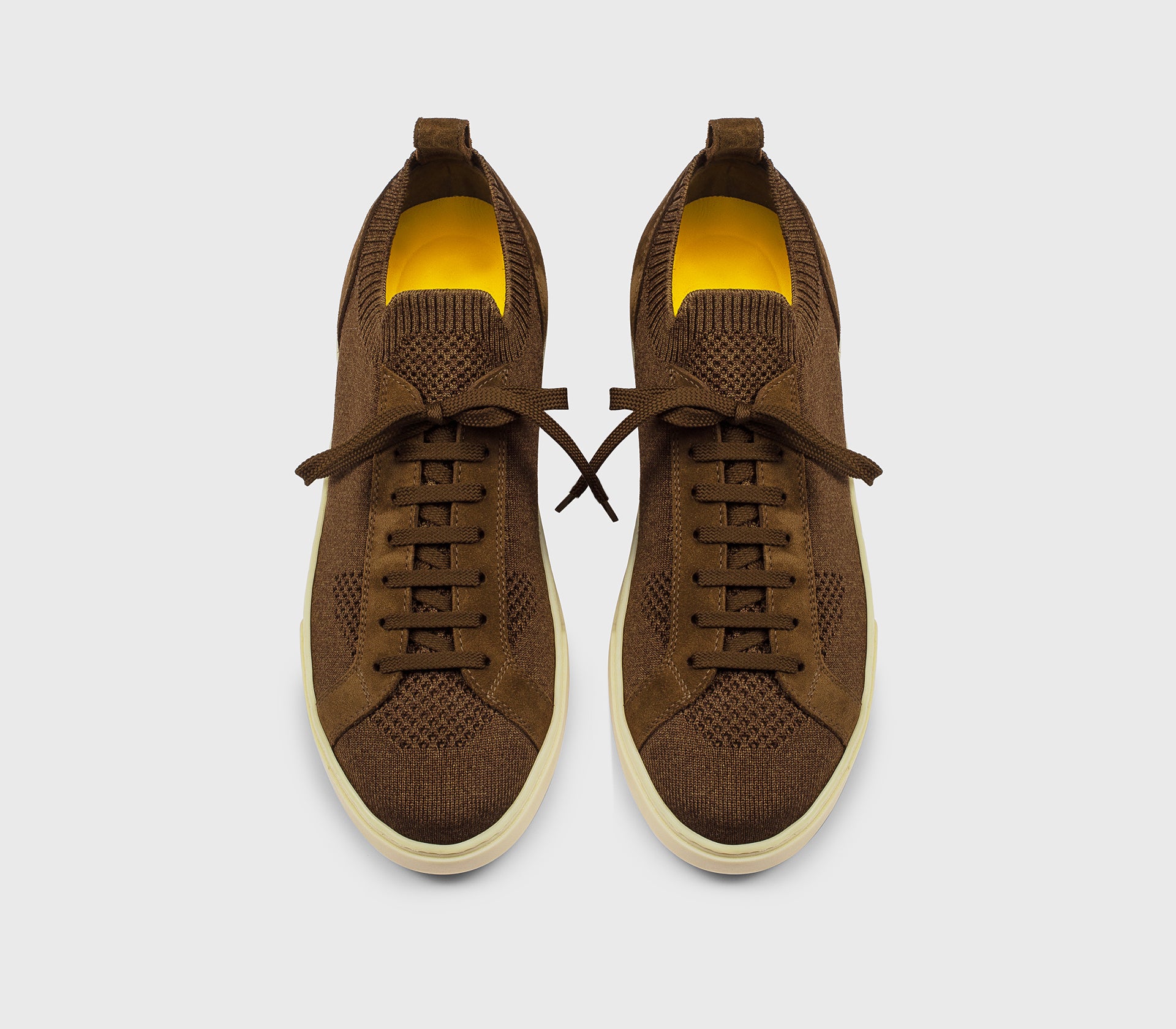 Brown technical fabric and suede sneaker