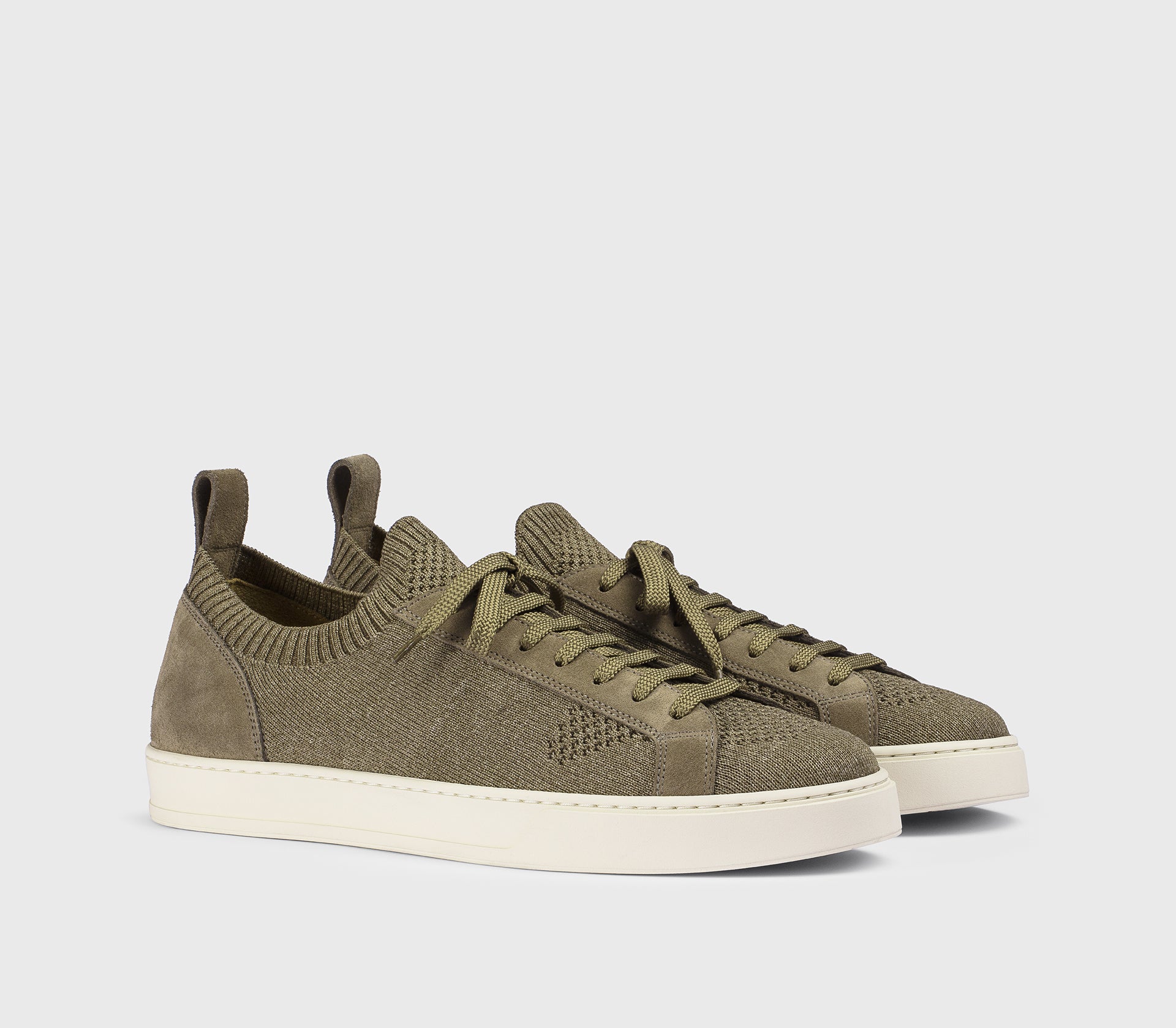 Sneaker in tessuto tecnico e suede "taupe"