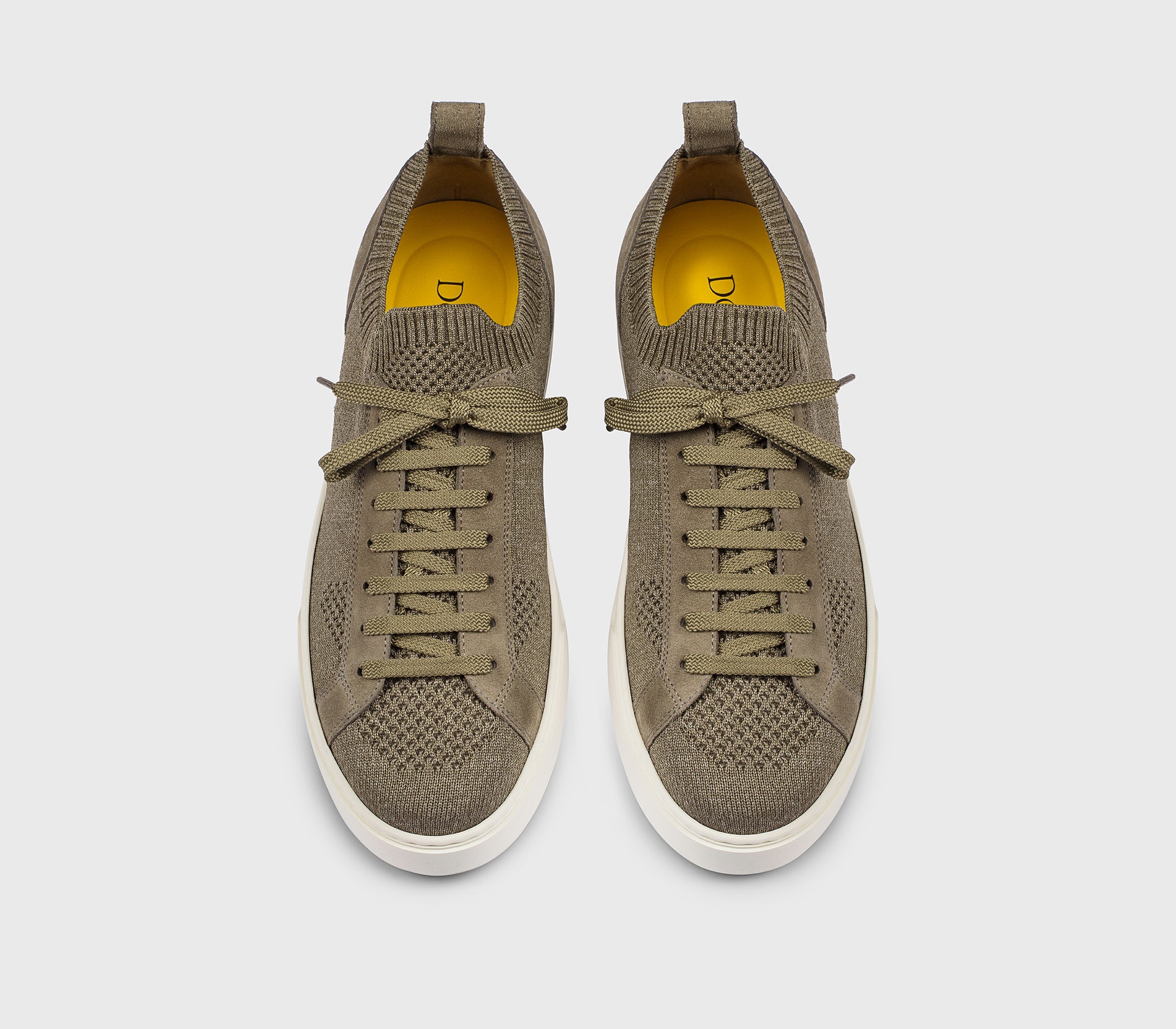 Taupe-coloured technical fabric and suede sneaker