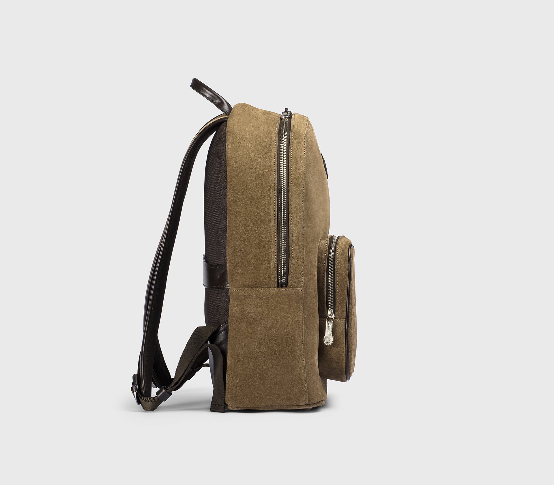 Cocoa-coloured suede backpack