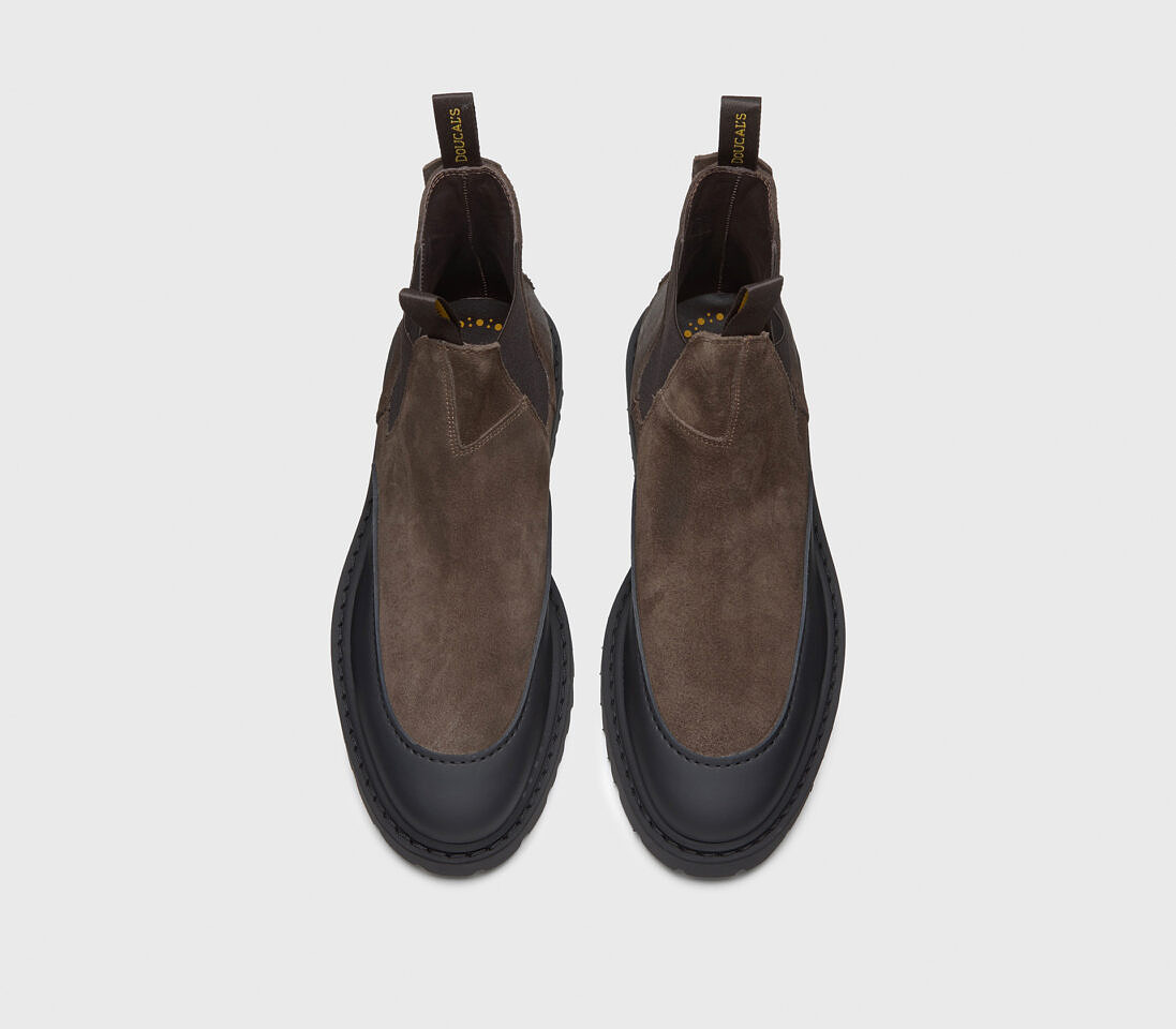 Chelsea boots uomo in pelle testa di moro con suola in gomma